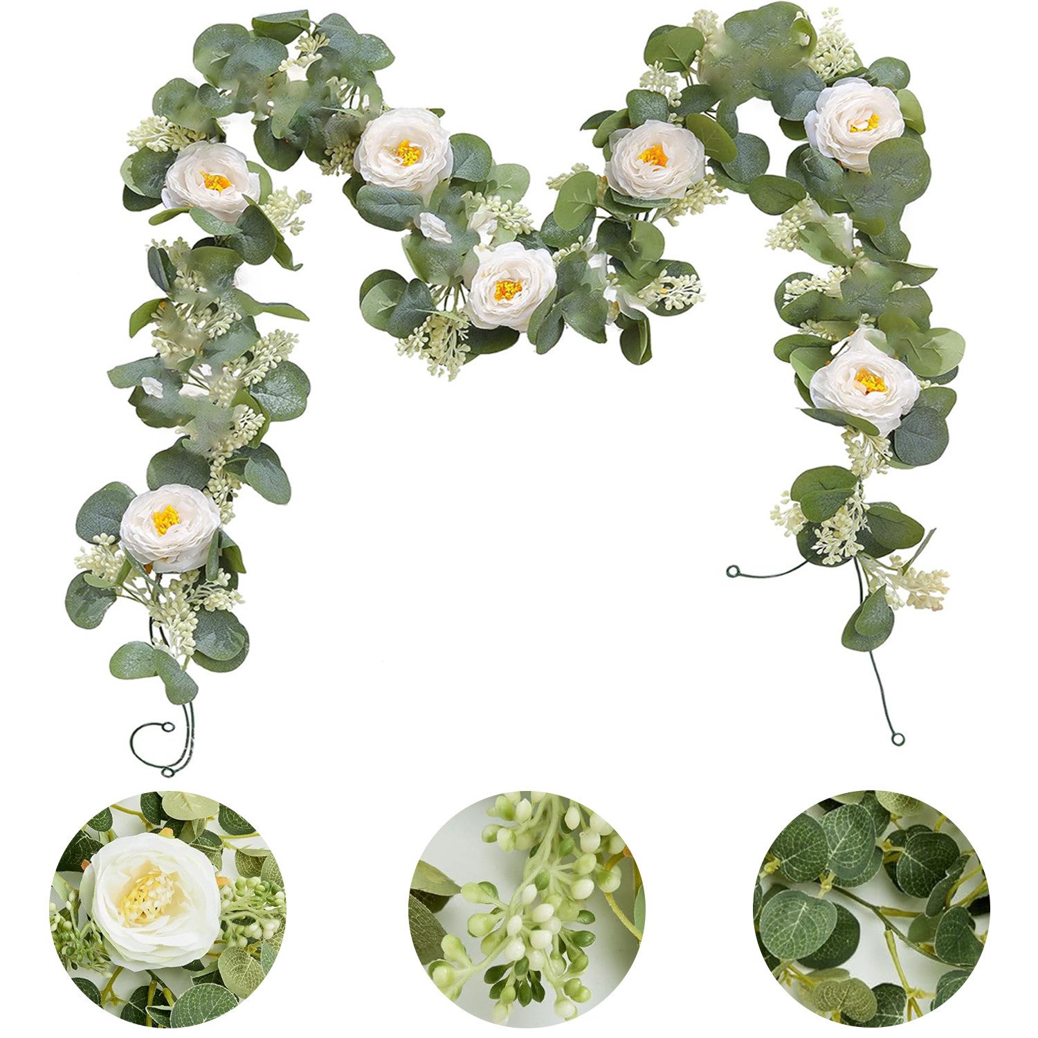 Kunstblume Künstliche Blumen Blumenrebe Zimmerwand Heimdekoration 7 Kamelien 2M