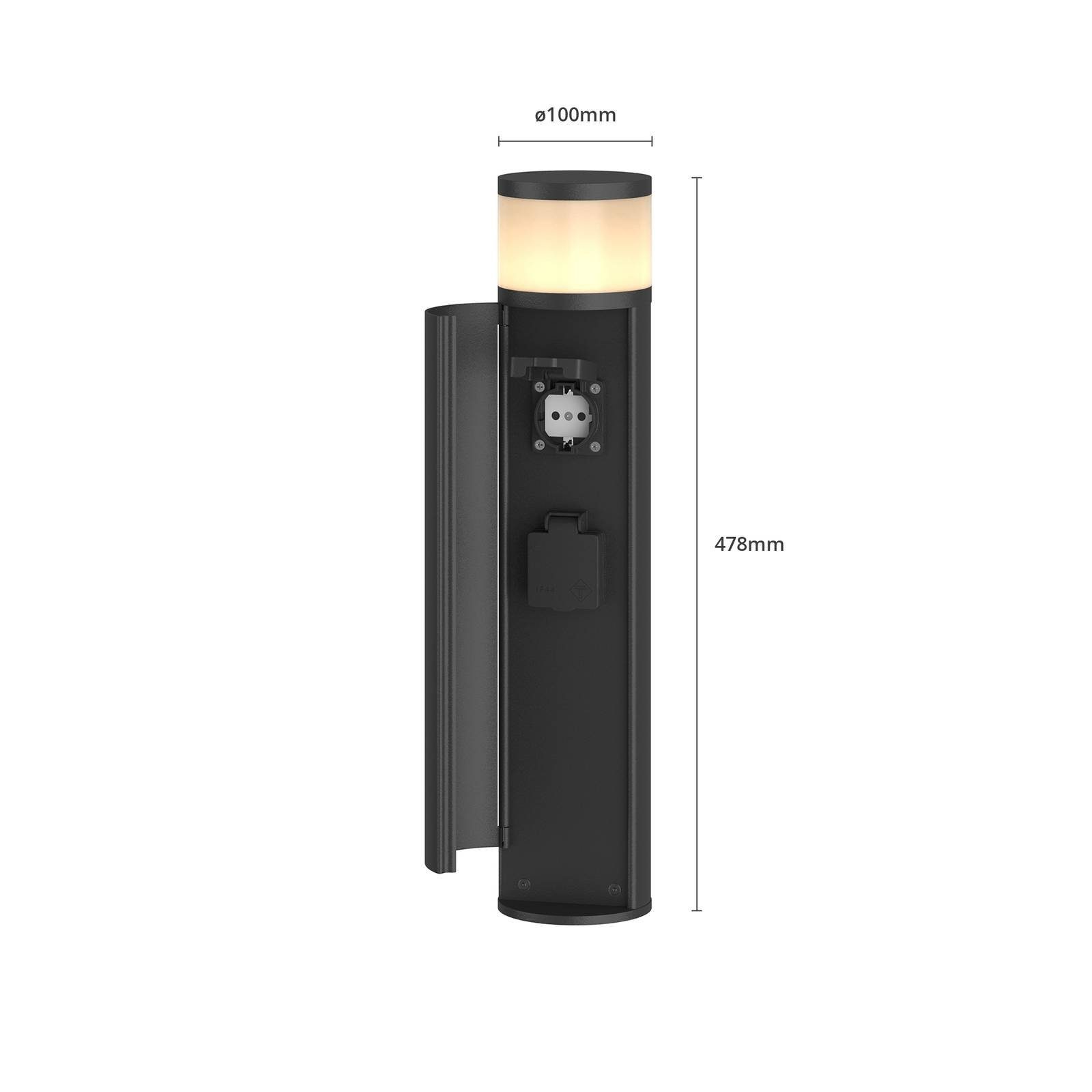 Lucande LED Sockelleuchte Corban, verbaut, Leuchtmittel inkl. 1 flammig, warmweiß, LED-Leuchtmittel grafit, fest Aluminiumdruckguss