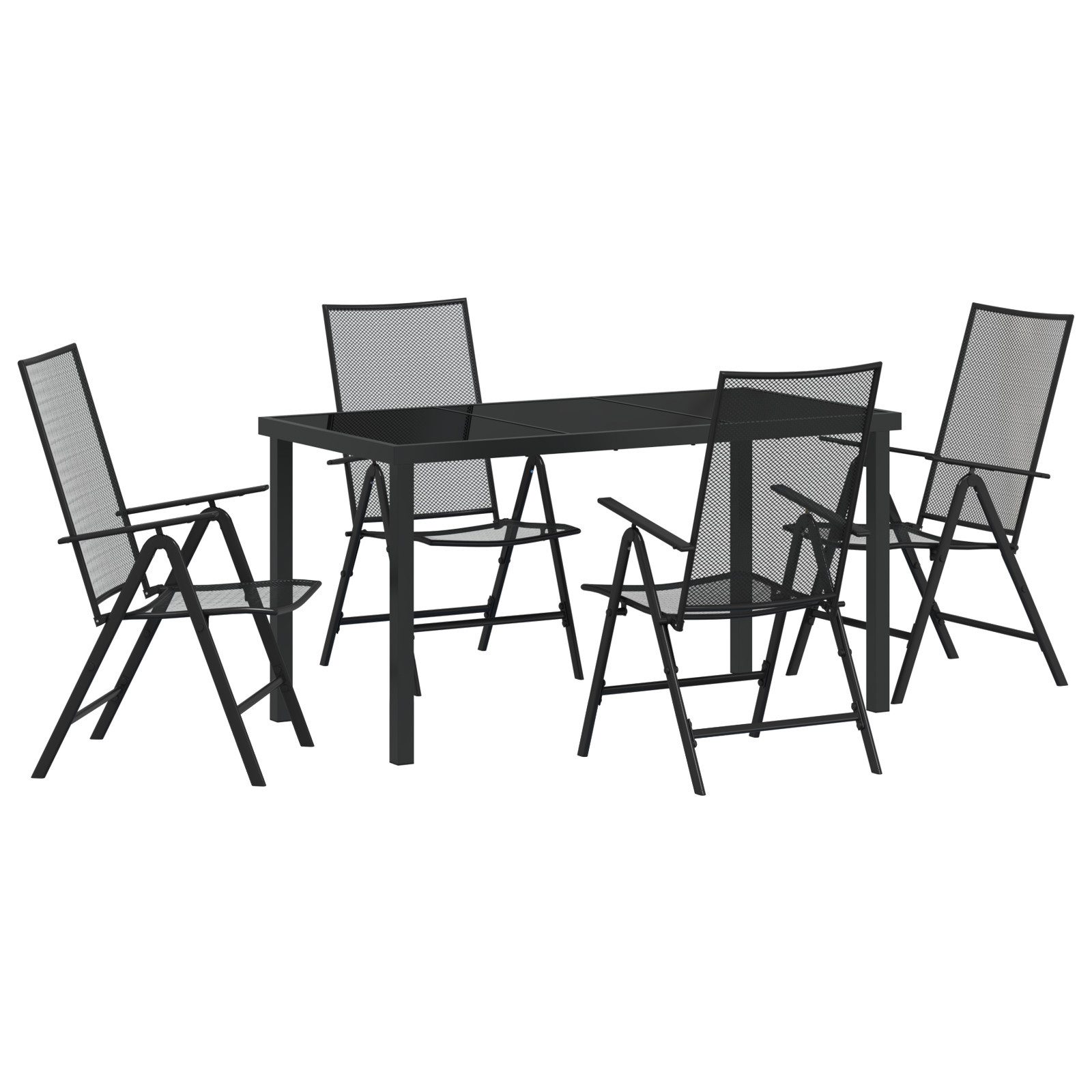 Gartenstuhl 5-teiliges Garten-Esszimmer-Set in Anthrazit