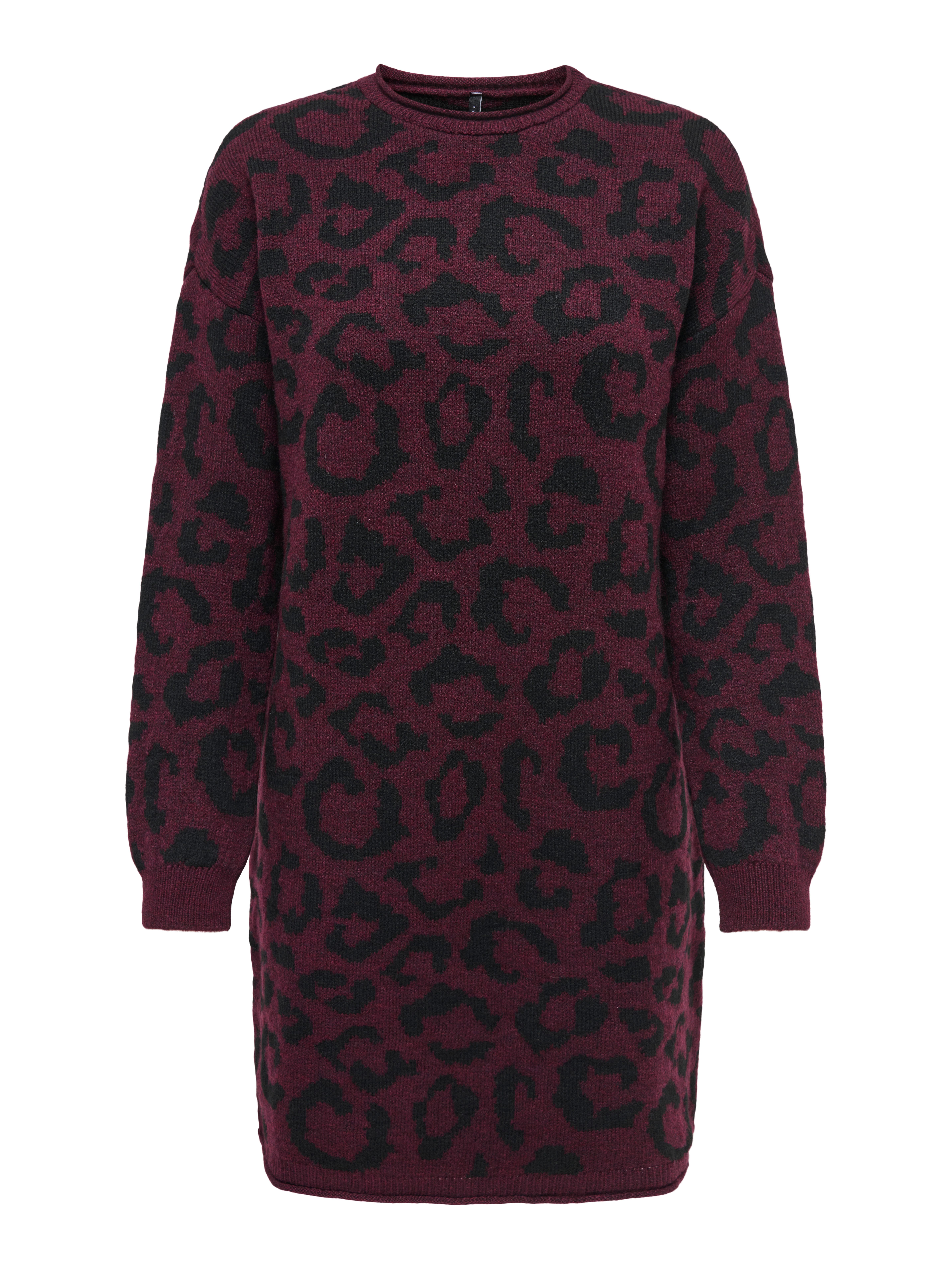 ONLY Strickkleid ONLJADE PATTERN LS O-NECK DRESS RP KNT Kunstfaser, regular fit
