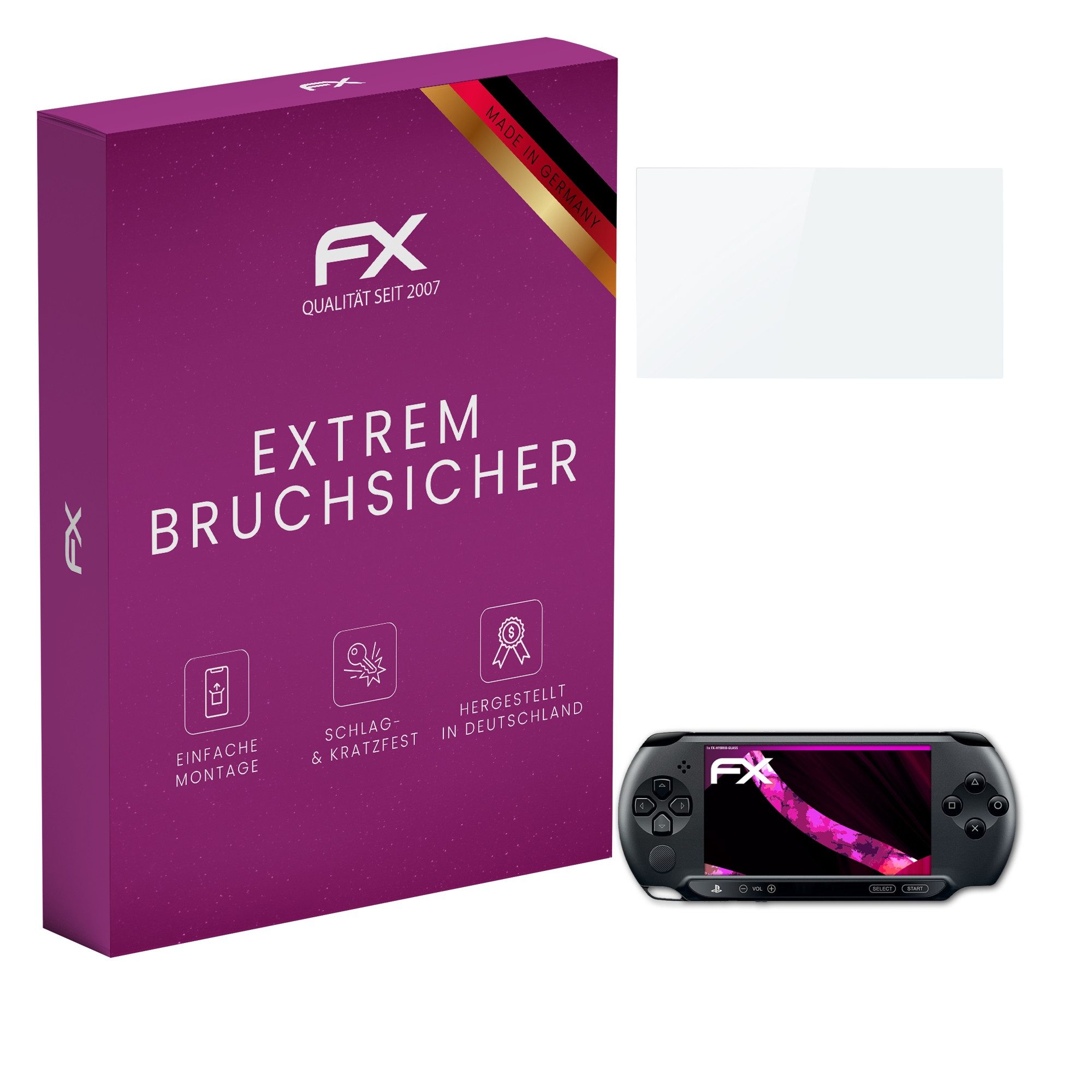 atFoliX Schutzfolie Panzerglasfolie für Sony PSP-E1000 / E1004, Ultradünn und superhart