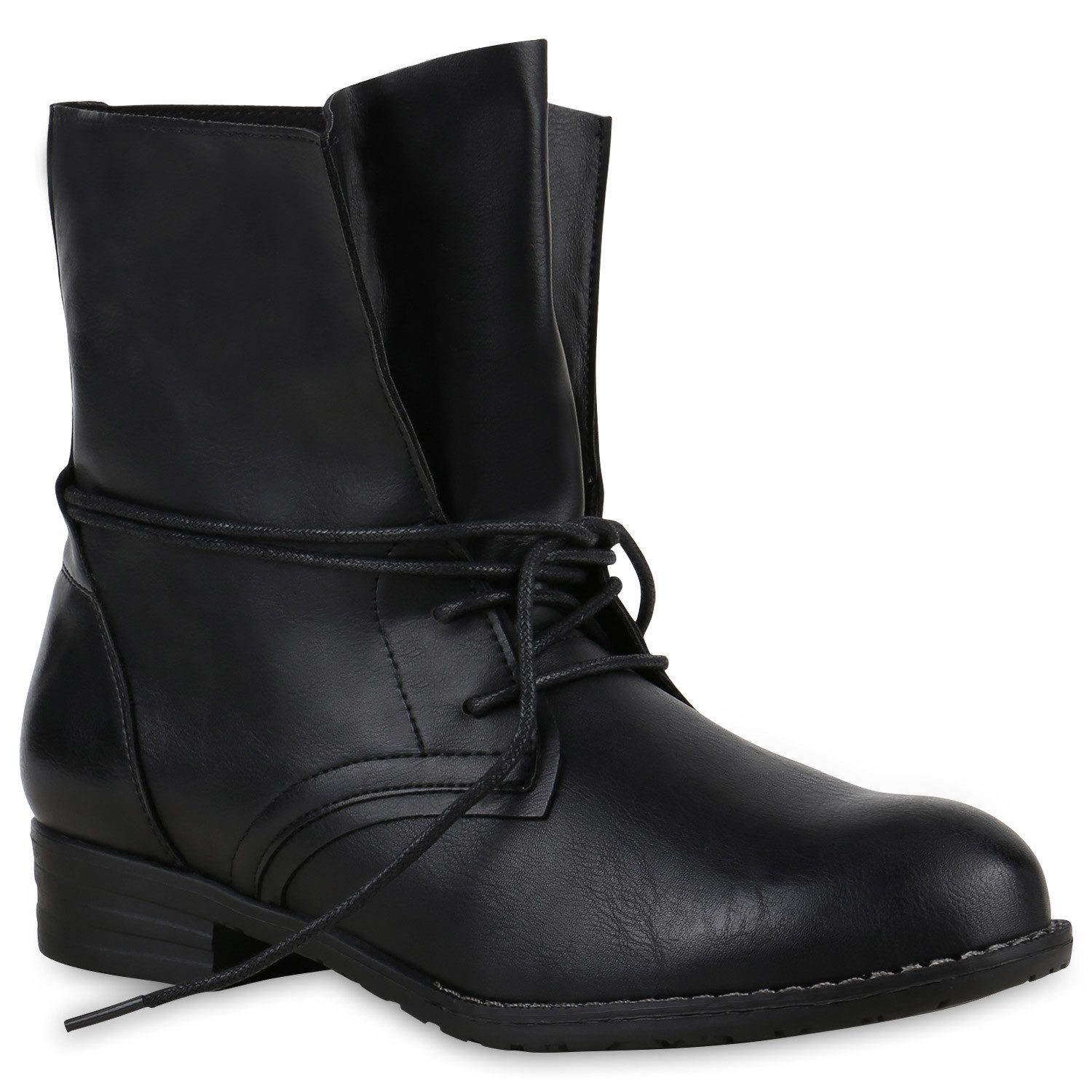 812792 Winterstiefelette Damen Stiefeletten Schnürstiefeletten Leder-Optik günstig online kaufen