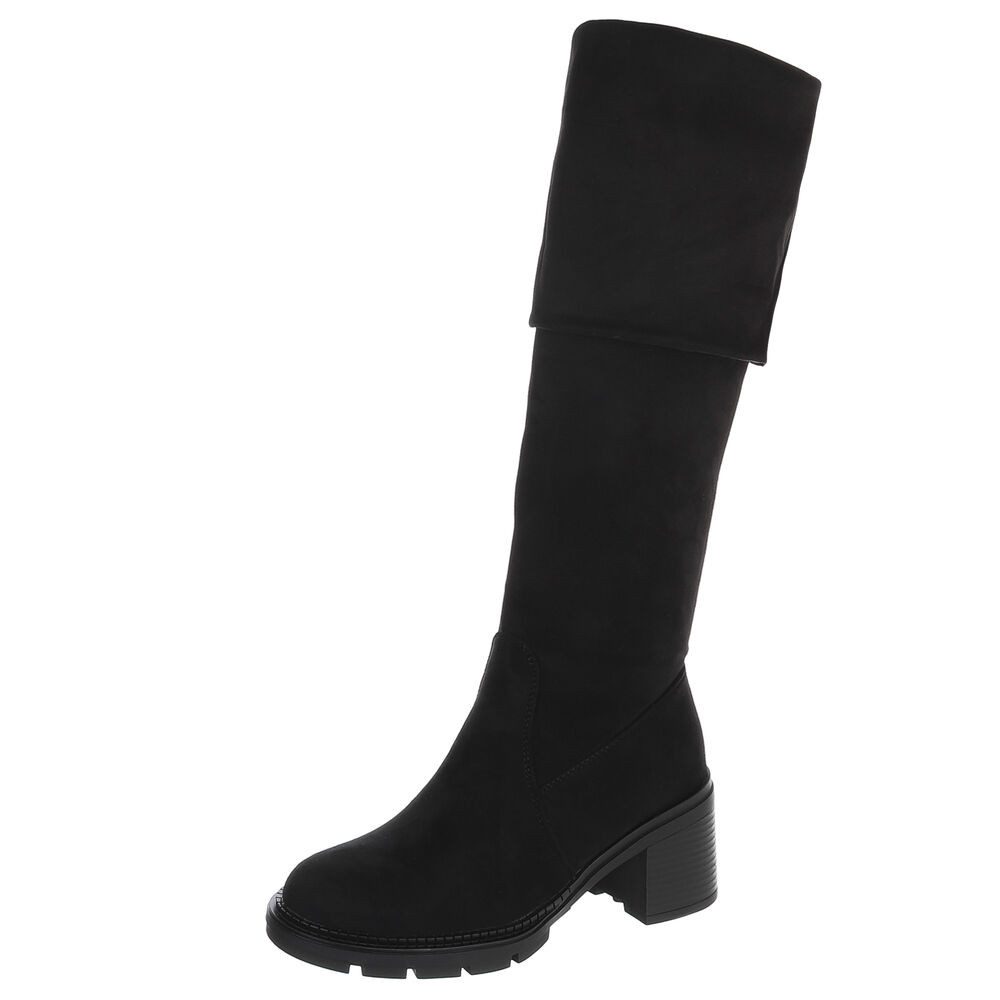 Ital-Design Eleganter Overkneestiefel mit Blockabsatz für Damen Overkneestiefel (90827530) Blockabsatz Stiefel in Schwarz