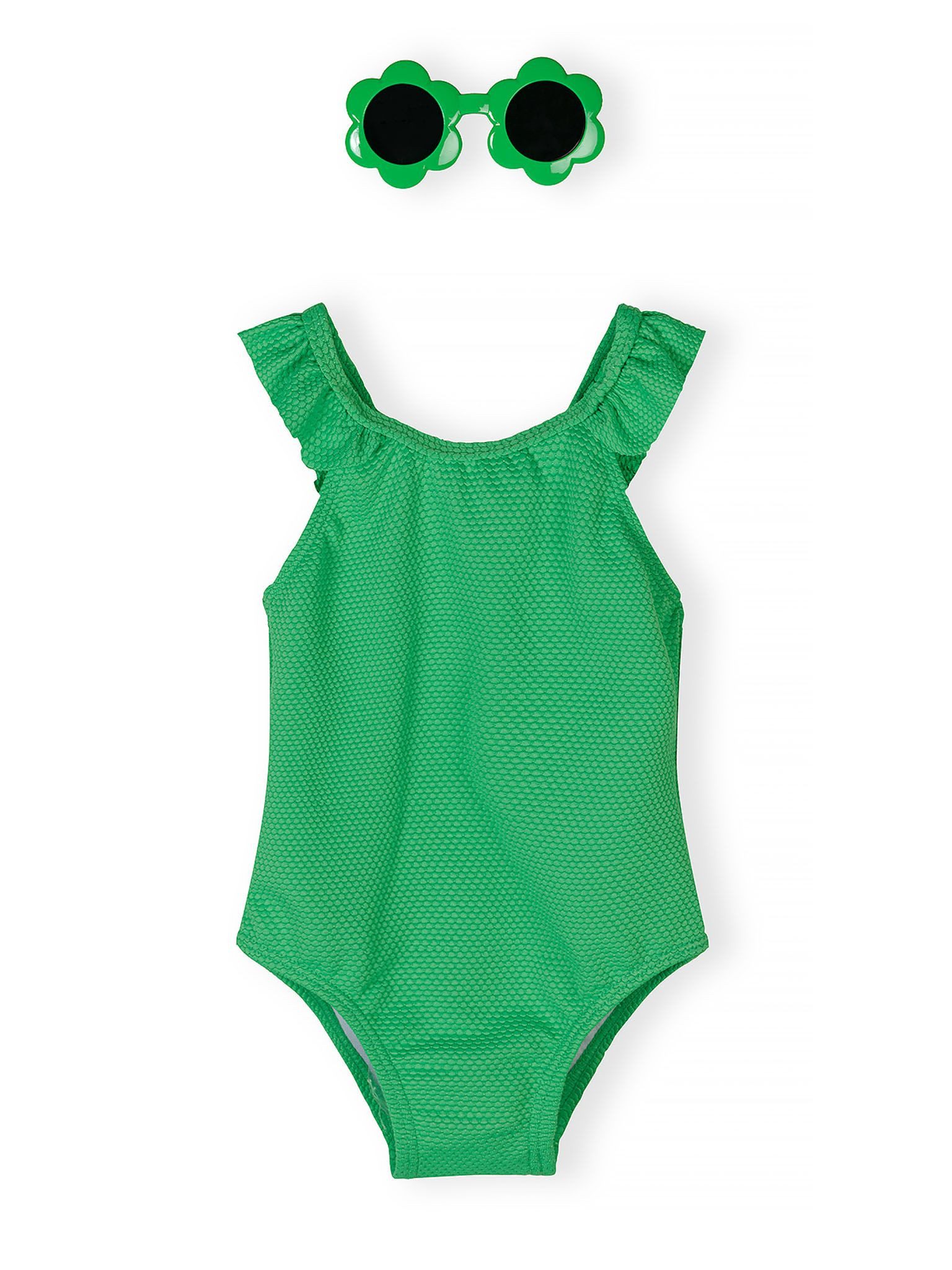 MINOTI Schwimmanzug mit Rüschen und Brille, grün (mit Sonnenbrillen) Rüschen an Trägern