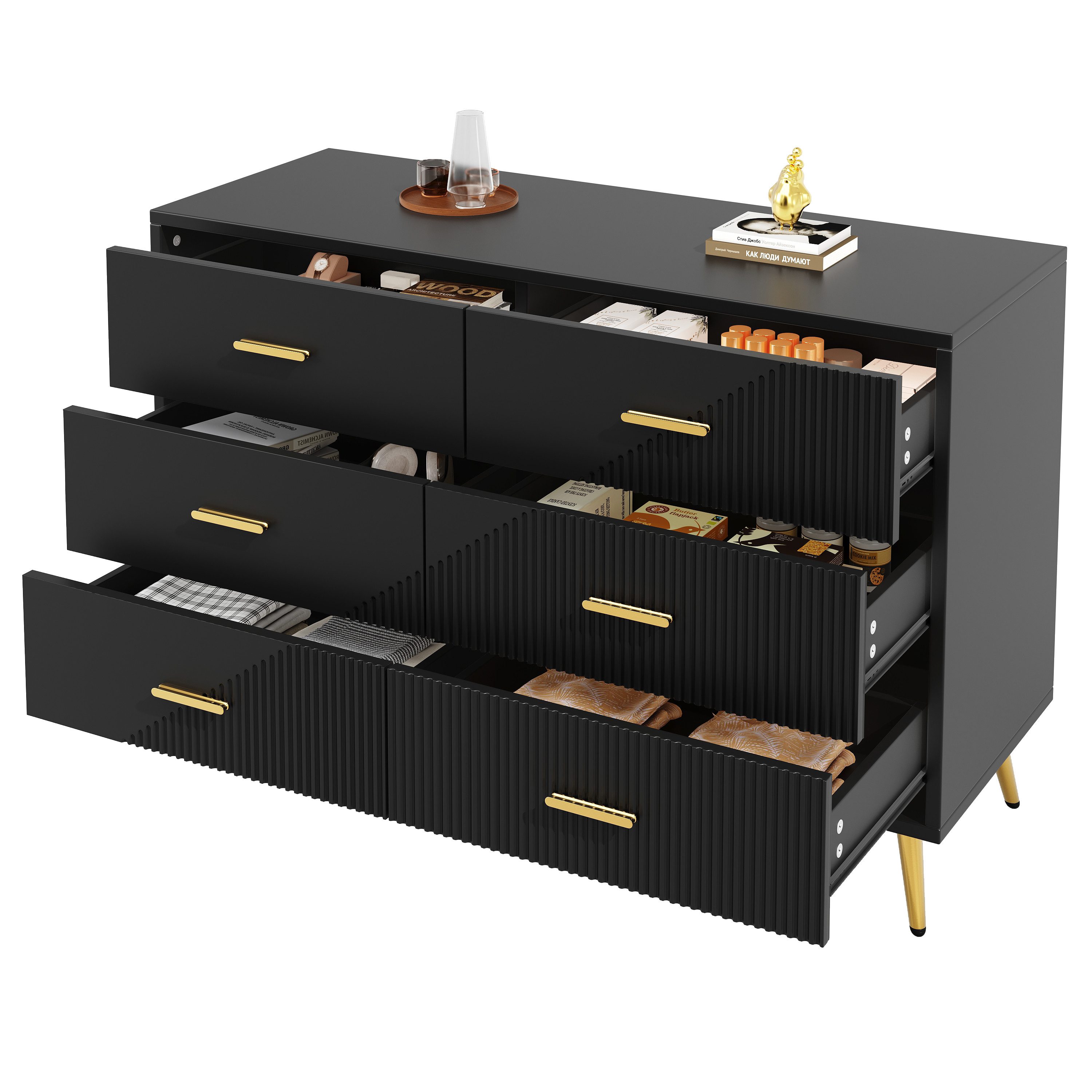 MODFU Sideboard Moderner Esszimmerschrank,mit 6 Schubladen günstig online kaufen