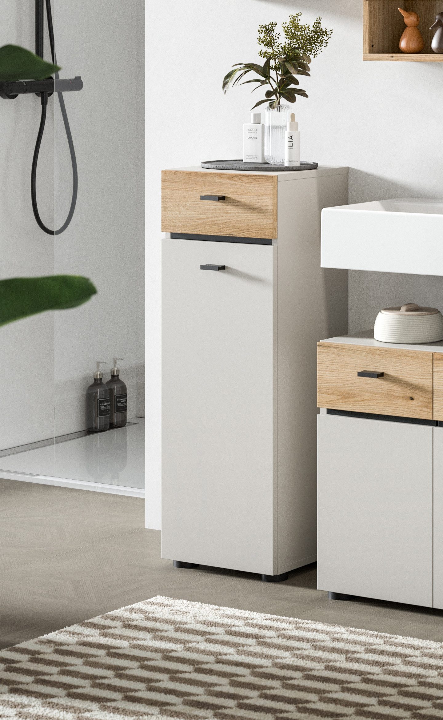 welltime Midischrank VANN, Höhe 91cm, 1 Tür, 1 Schubkasten, 3 Fächer,Türans günstig online kaufen