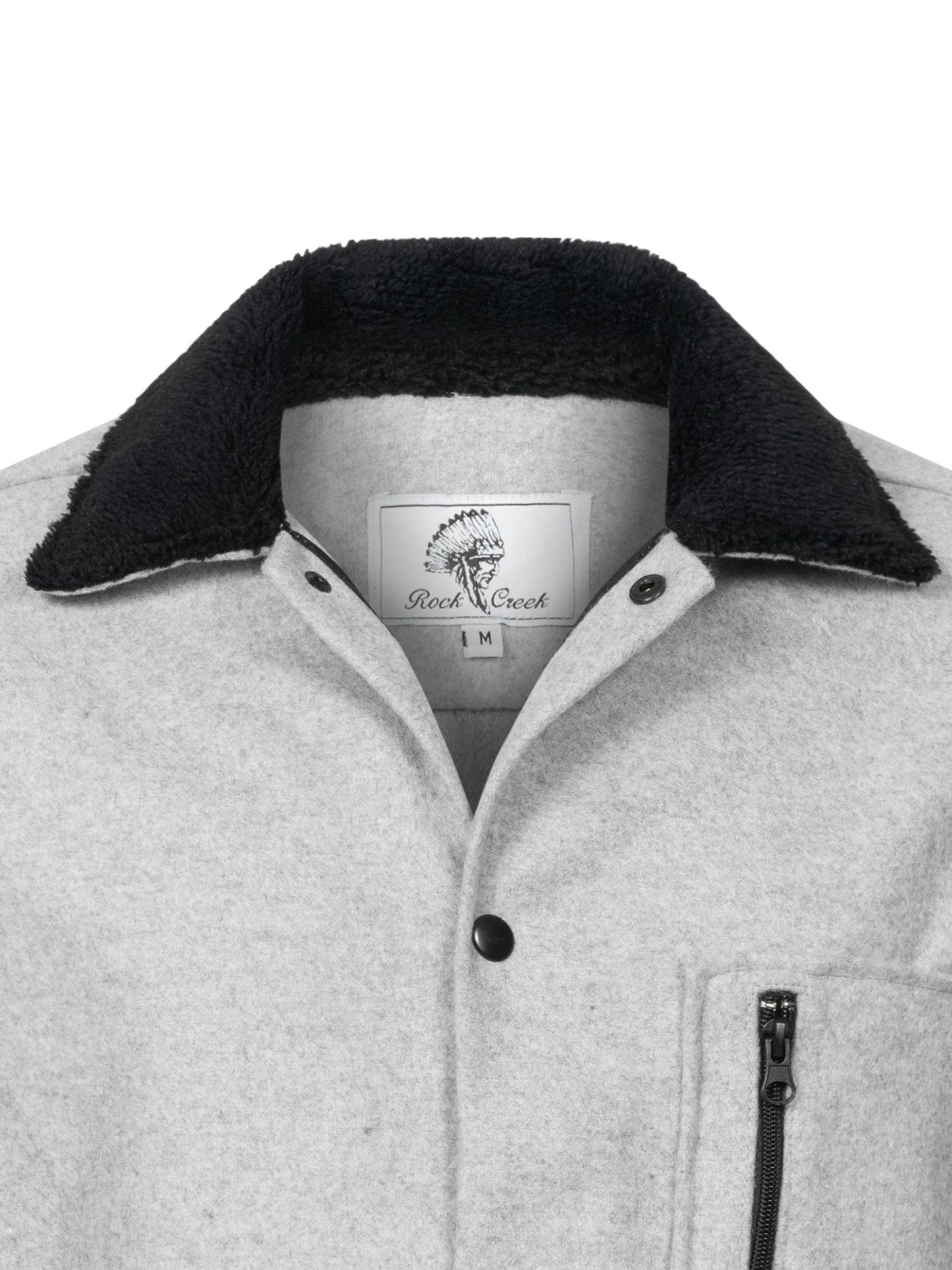 Rock Creek Flanellhemd Herren Hemd mit Teddyfell-Kragen