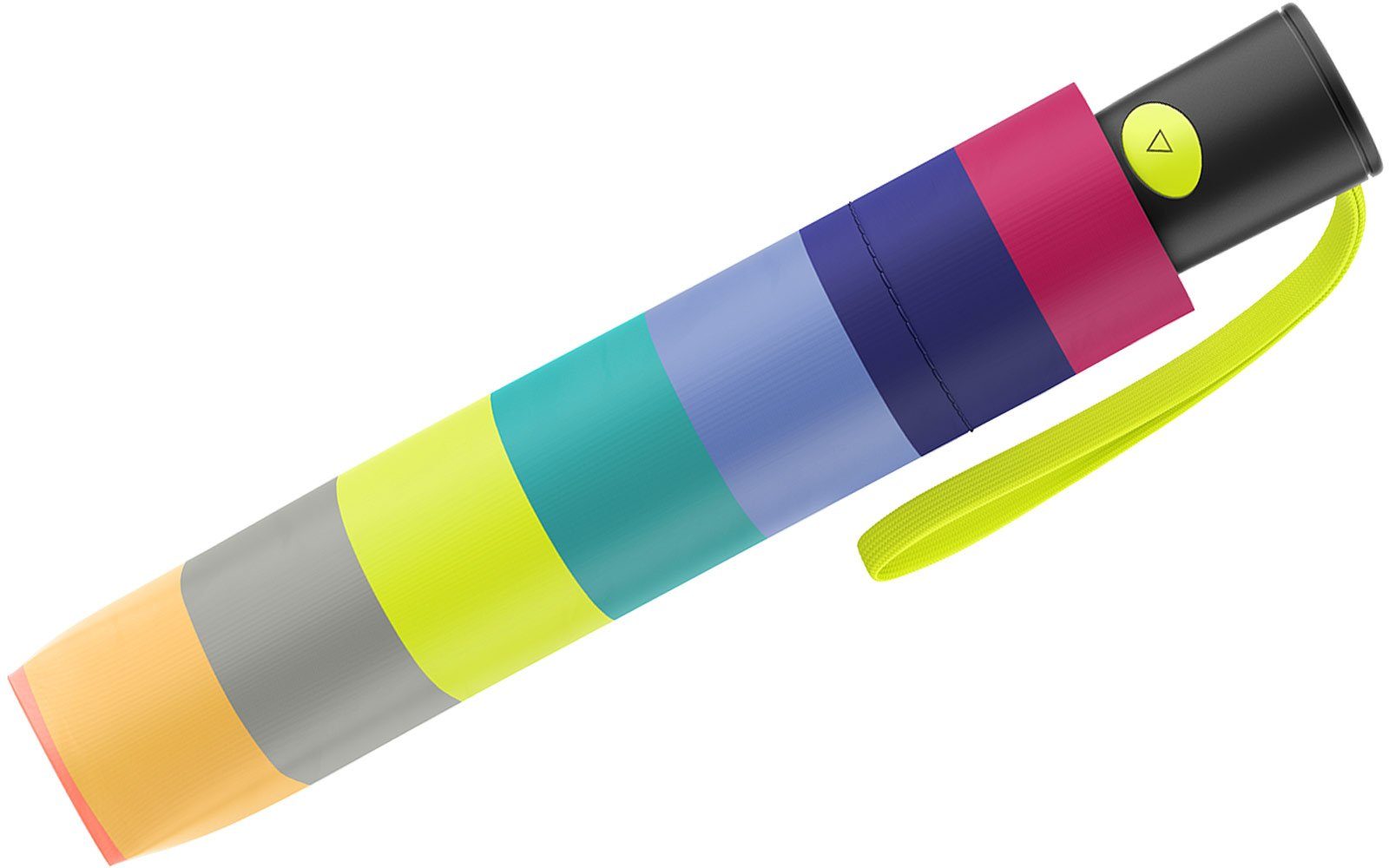 Trendfarben Colors Auf-Automatik Mischung of Multistripe lime Benetton in punch, mit die bunter Handschlaufe-limette United - Mini Taschenregenschirm