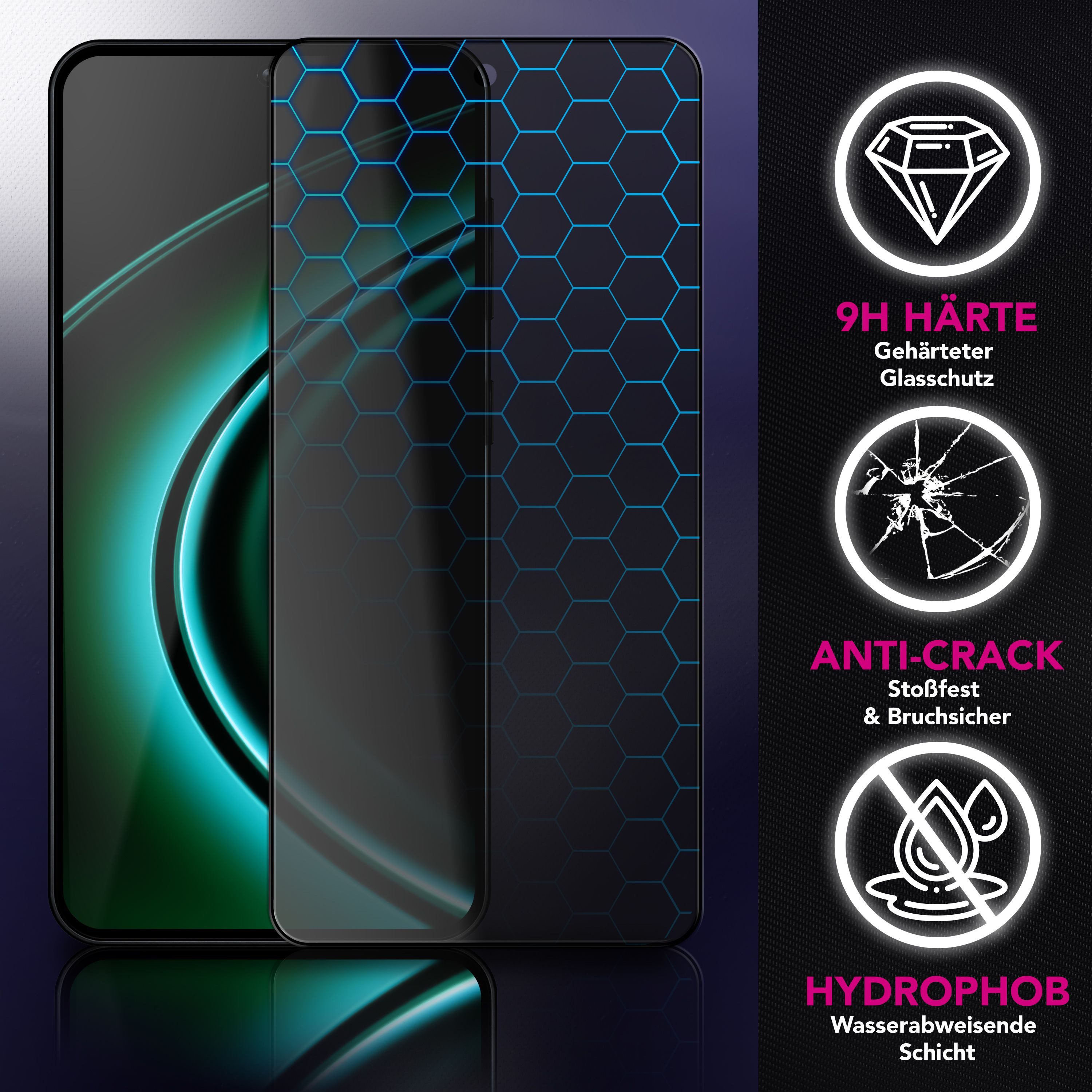 Nalia Schutzfolie Samsung Galaxy A37, ANTISPYX Displayschutz - Blickschutz, Full-Screen & 9H Hartglas