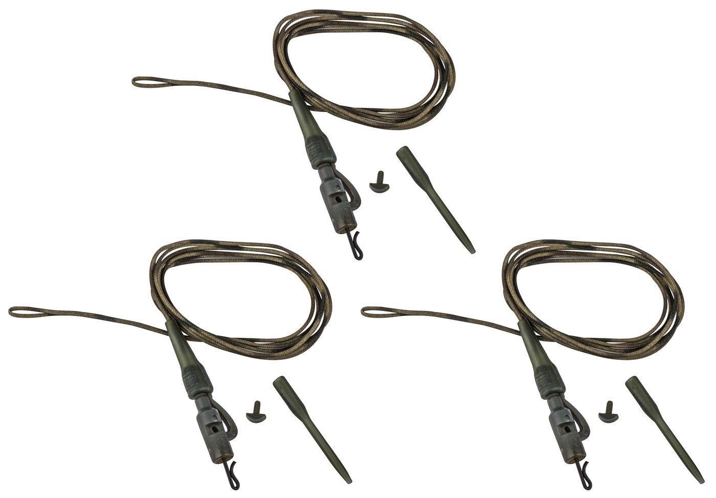 Karpfenhaken Prologic Safetly Clip QC Swivel Hollow Leader 80cm 45lbs -3 Vorfächer