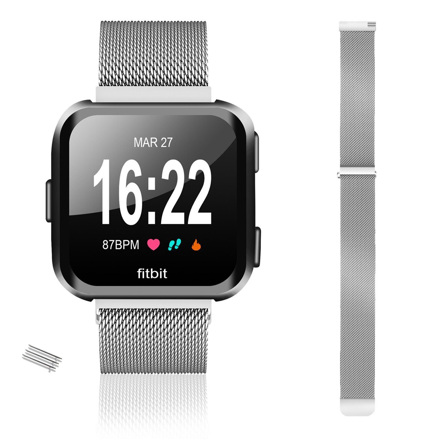 Edelstahl-Netzband gute Smartwatch-Armband Atmungsaktivität Fitbit /Silber/Roségold, / für Uhrenarmbänder, /Lite/ Versa für Diida 2 Versa Smartwatch-Armband, SE