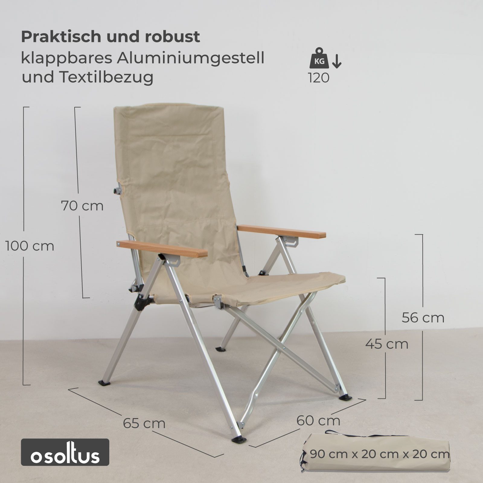 osoltus Campingstuhl osoltus Faltsessel Campingstuhl faltbar verstellbar Aluminium