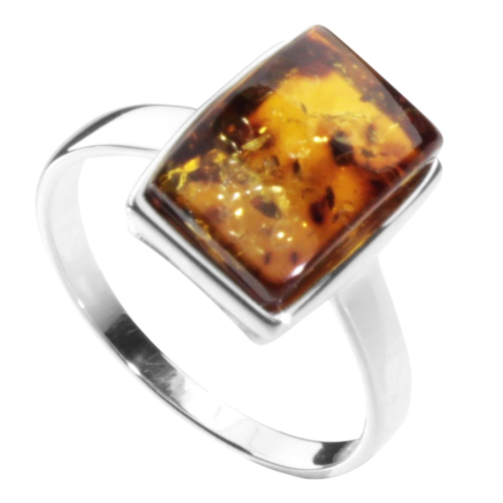 OSTSEE-SCHMUCK Silberring - Danica - Silber 925/000 - Bernstein (1-tlg)