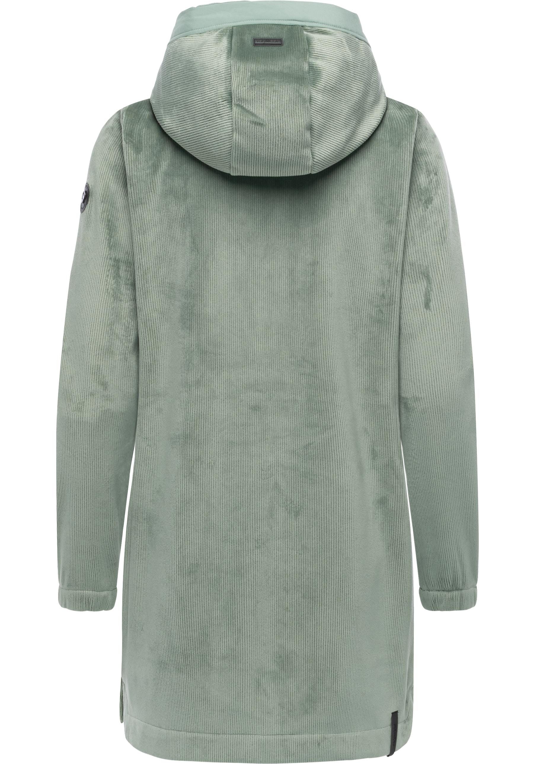 Ragwear Kurzmantel Cousy Bonded YOUMODO Weicher Damen Rippstrick-Mantel mit Kapuze