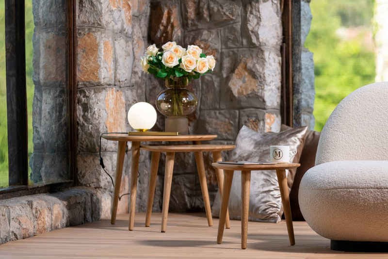 Mobello Couchtisch Moderner Massivholz Beistelltisch, Eleganter Kaffeetisch & Holztisch, 43x43x38 cm