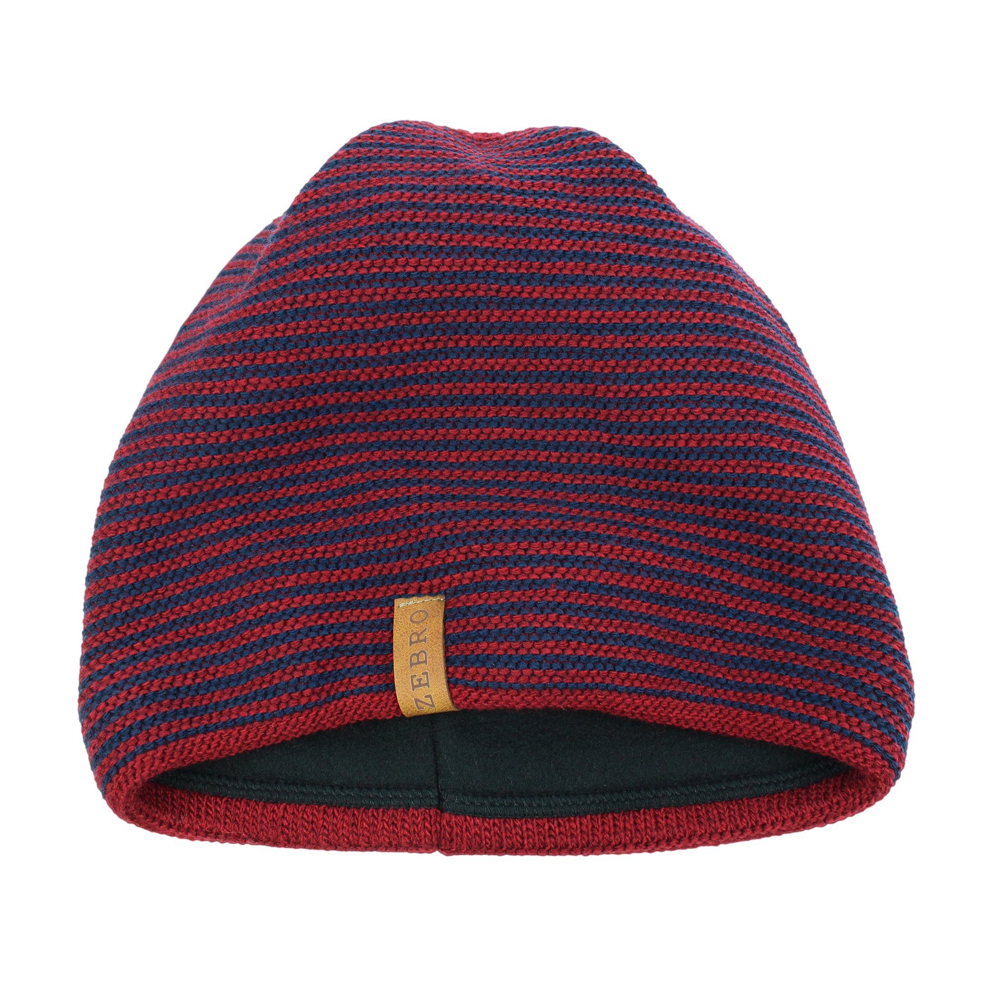 ZEBRO Strickmütze mit rot "Free" Kaschmir-Wolle Mütze