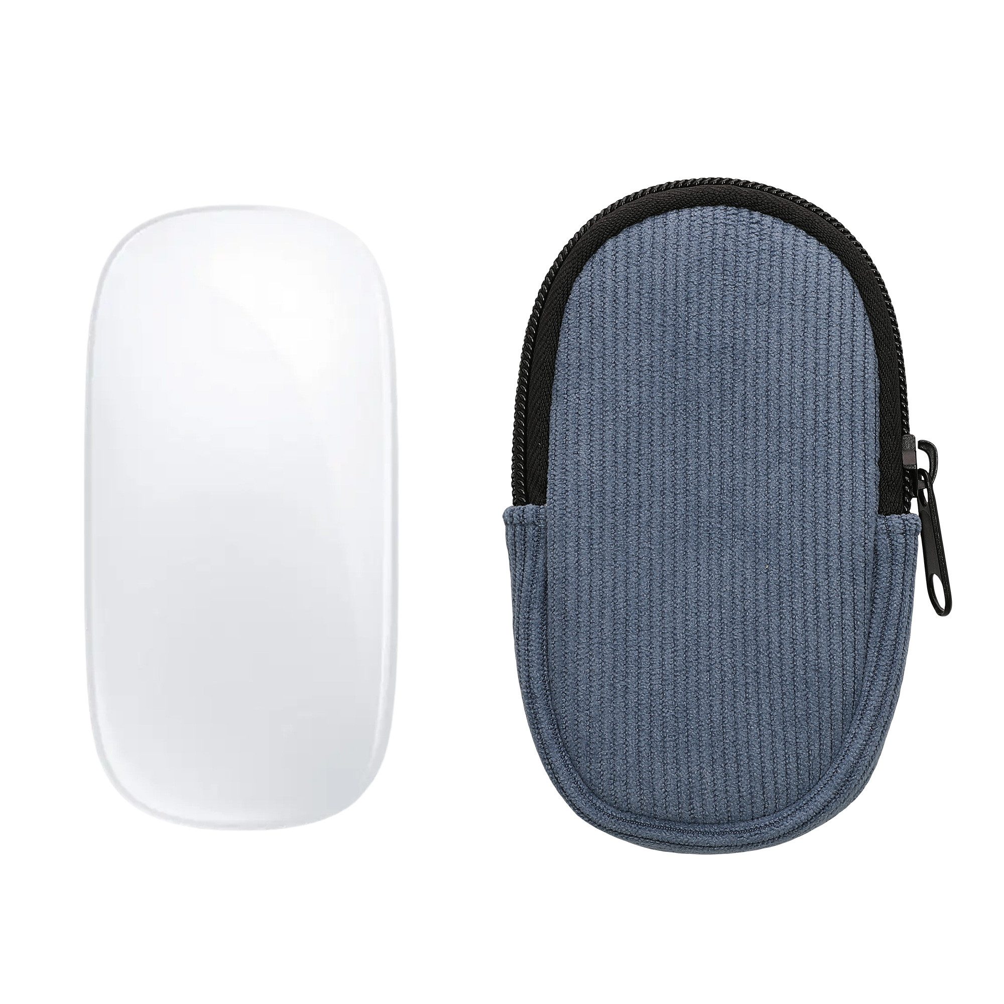 kwmobile Schutz-Set Maus Tasche für Apple Magic Mouse 1 / 2 Hülle, Case für Bluetooth Maus aus robustem Cord und Neopren Stoff