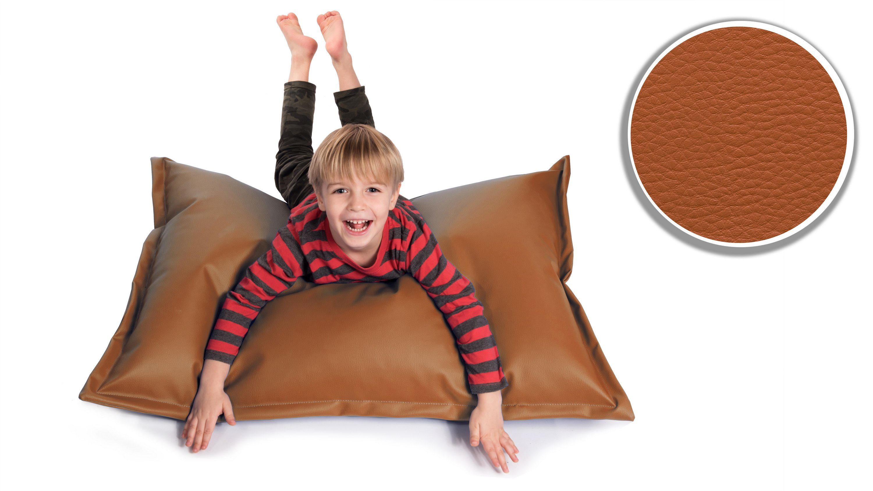 & mit Kinder Styropor Erwachsene, Indoor 100 Outdoor x Kunstleder 70 & cm für aus 60L Füllung Sitzsack sunnypillow