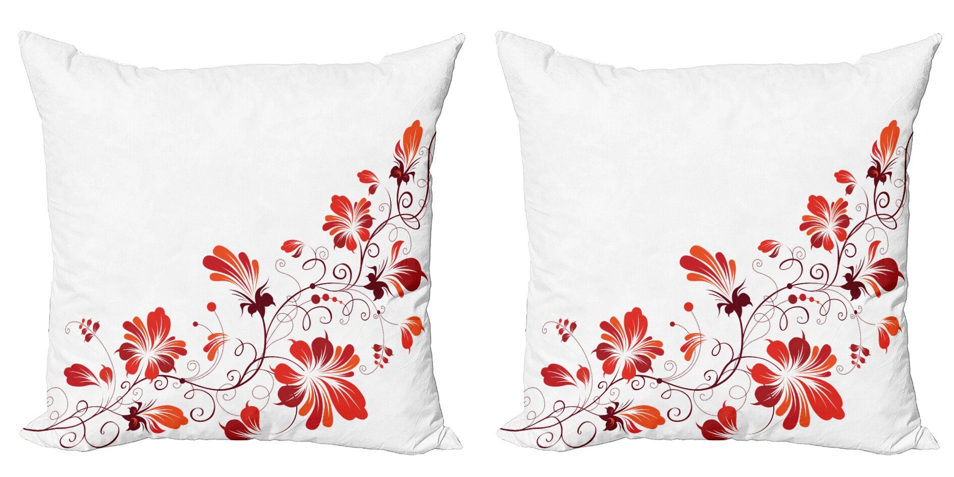Digitaldruck, Floral Ornaments Stück), Abakuhaus Modern (2 Kissenbezüge Petal Blume Doppelseitiger Accent