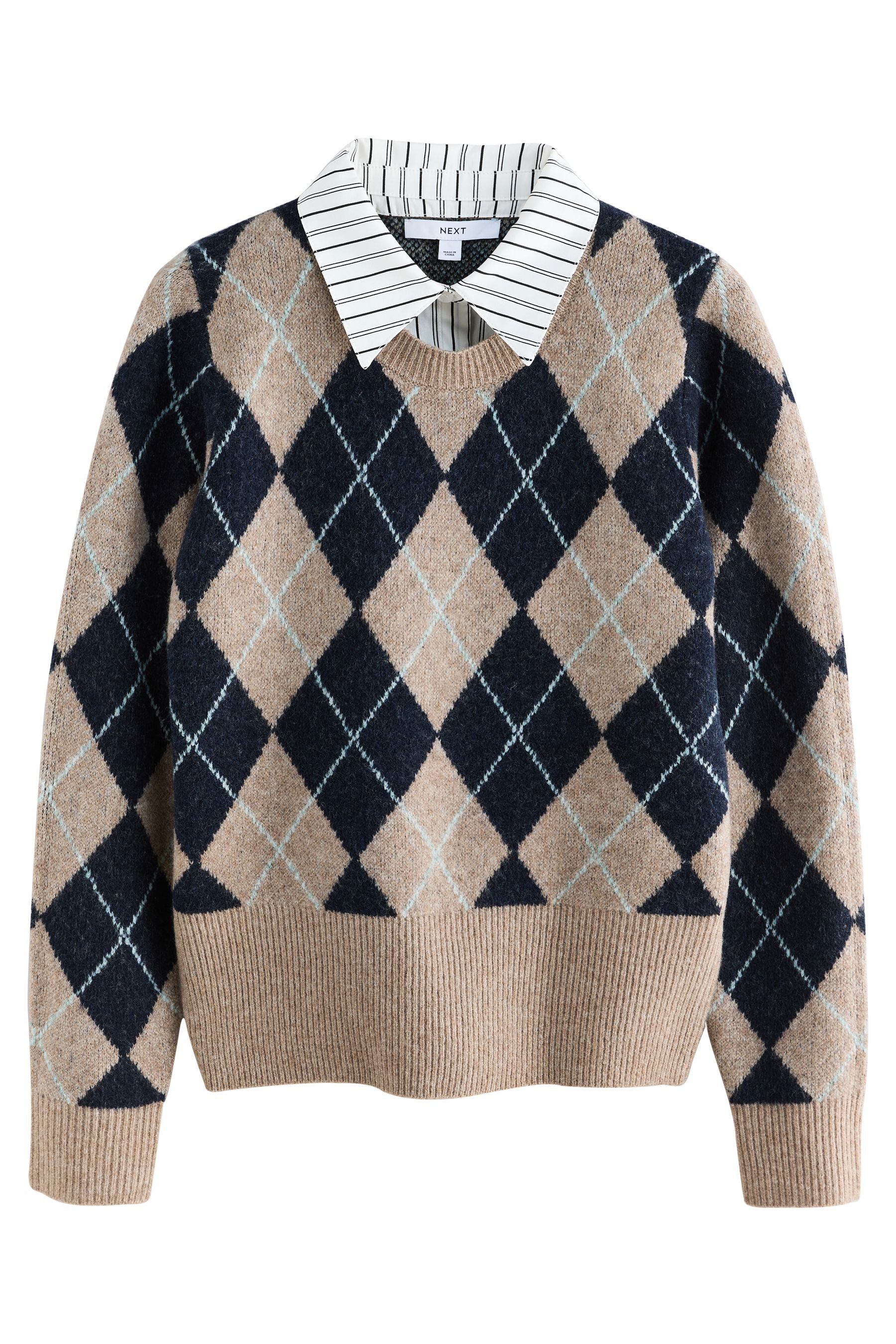 Next Strickpullover Pullover mit Kragenlage, Print günstig online kaufen