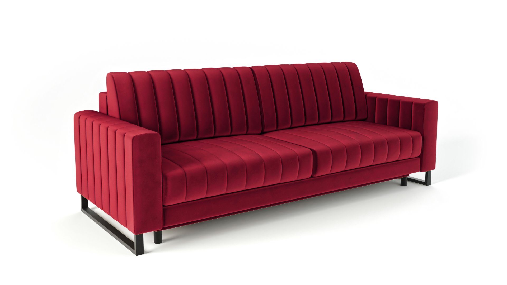 mit Mono Dreisitzer 3-Sitzer Siblo Elegantes Bettzeugbehälter Sofa 3 Sofa Sofa modernes - 3-Sitzer Rot - Schlaffunktion -