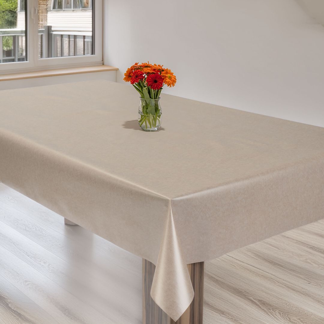 laro Tischdecke Wachstuchtischdecke Uni Cremebeige PVC Eckig – Bild 5 von 5