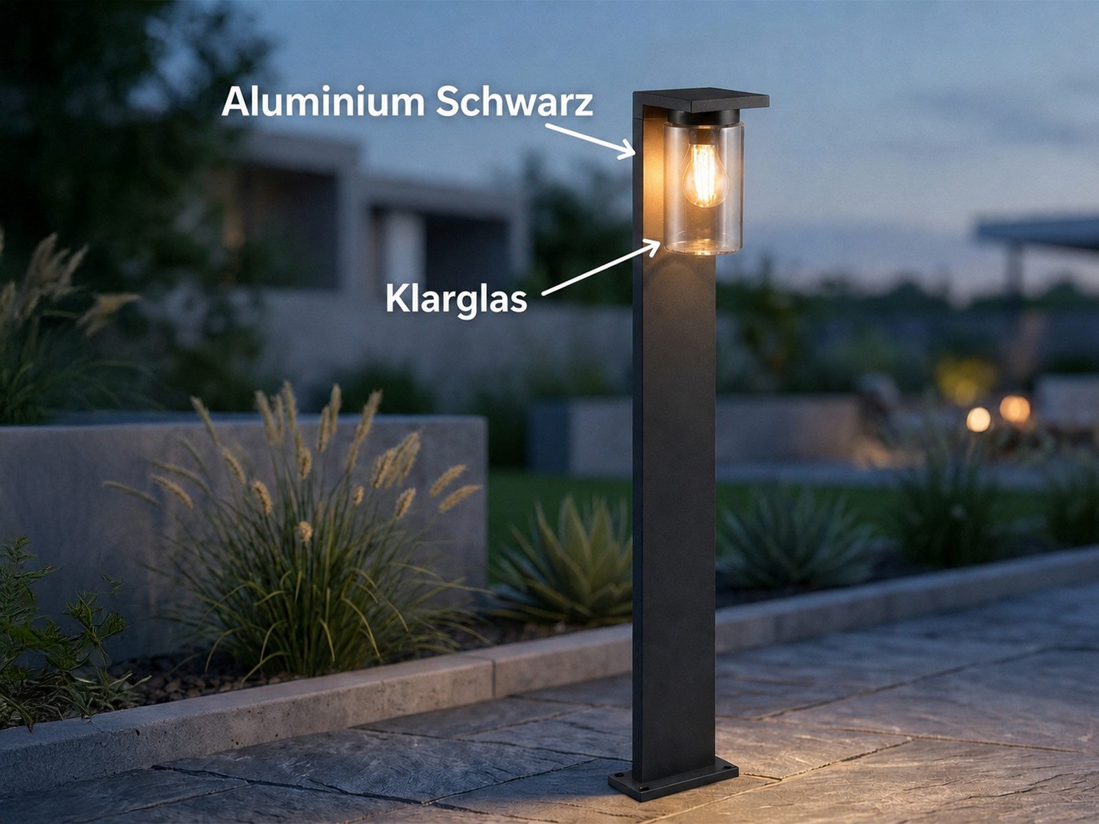 TRIO Leuchten LED Pollerleuchte mit Dämmerungssensor, Höhe 100cm, LED wechselbar, Warmweiß, Garten-Laterne Landhausstil, Wegbeleuchtung Außenleuchte inkl. E27 LED