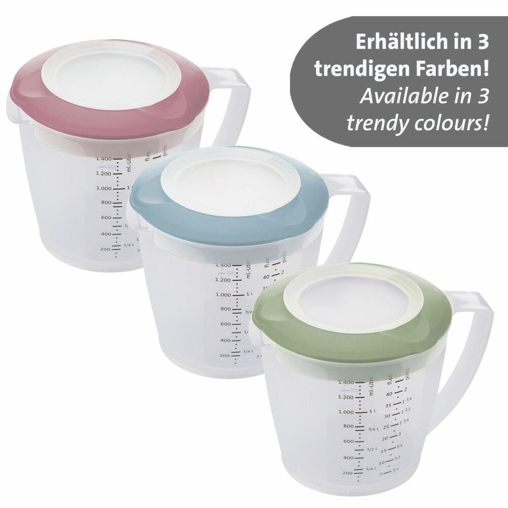 WESTMARK Rührschüssel mit Spritzschutz, Deckel und Ausgießer, Kunststoff, Füllvolumen: 1,4, PP