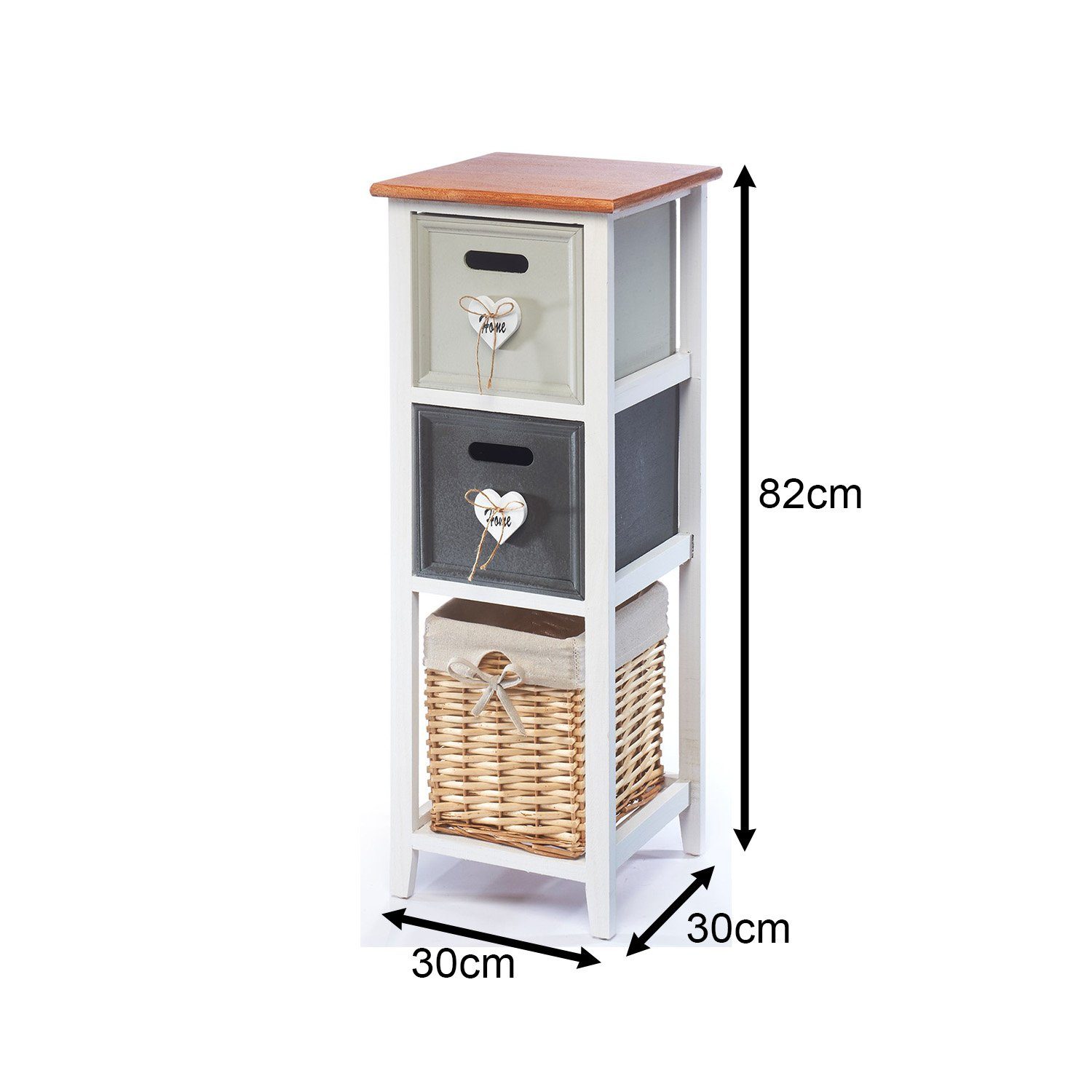 Kobolo Regal Holzregal weiß - 3 Schubfächer - natur grün braun, Einzelstück 1-tlg.