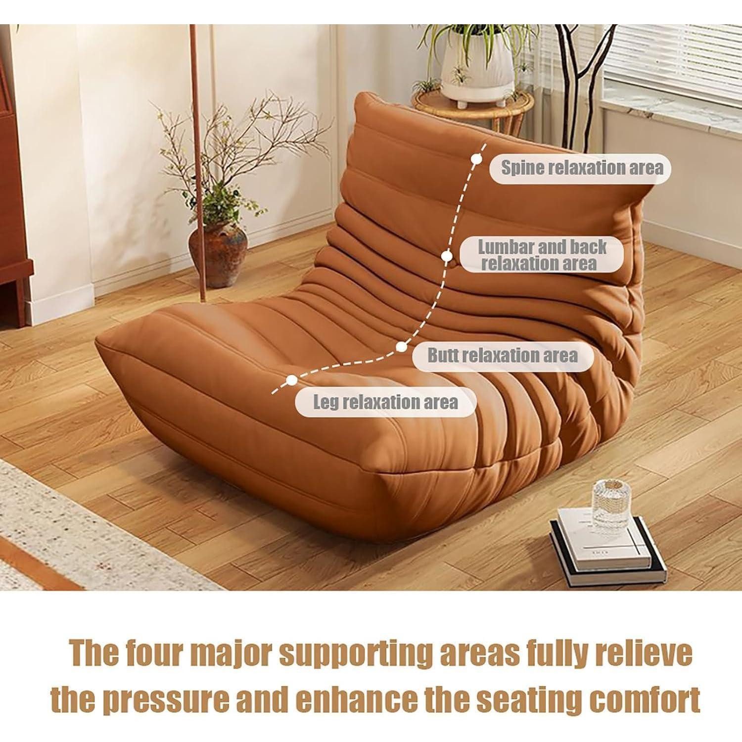 LuxusKollektion Loungesessel Kaminsessel Togo Loungesessel Bodensofa Schaumstoff Orange