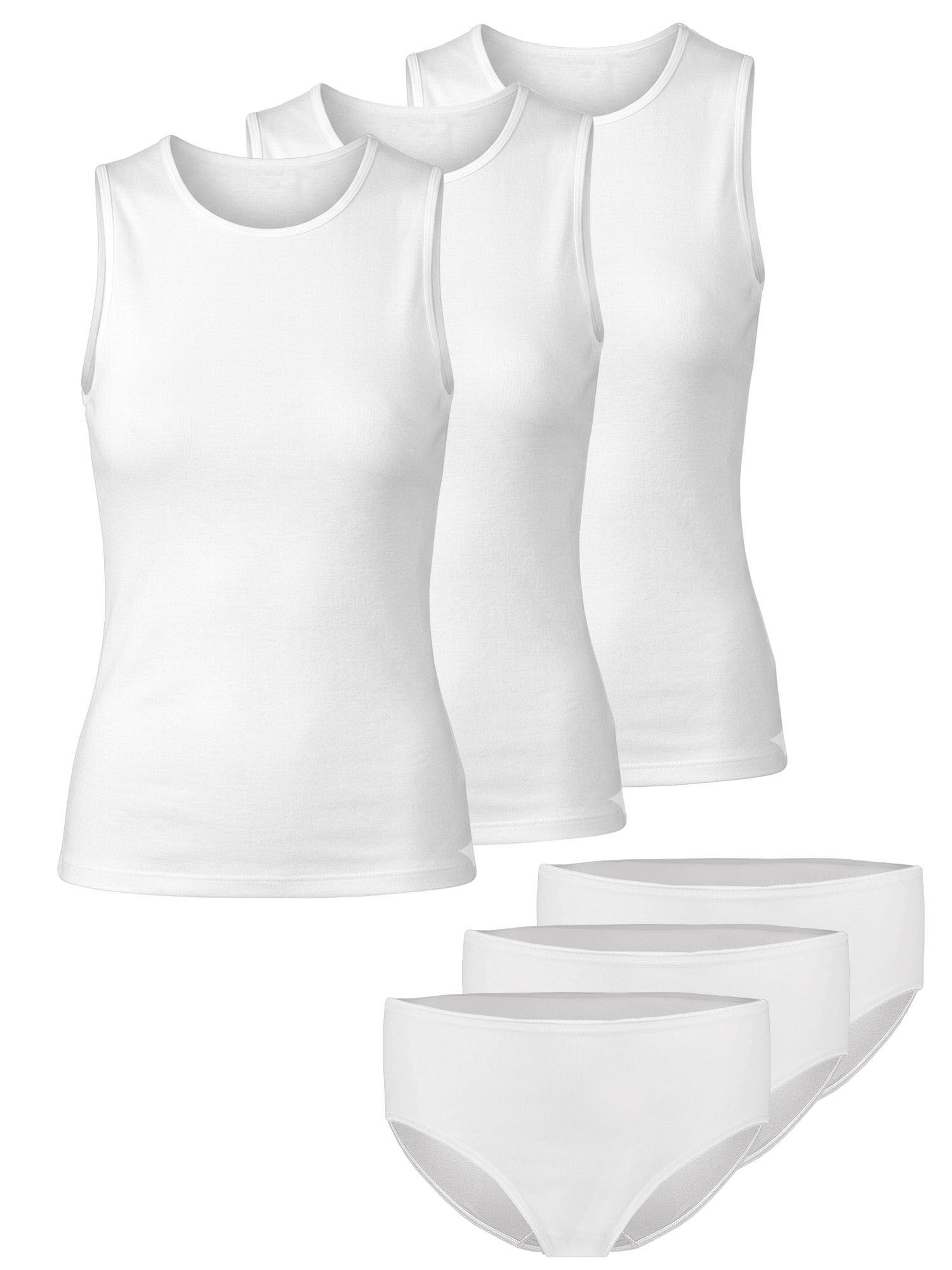 Nina Von C. Set: Unterhemd 6er Pack Damen Shirt ohne Arm Damen & Jazzpant Fi (Packung, 6-tlg) reine Baumwolle, keine störenden Seitennähte