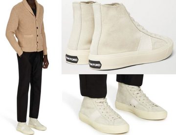 Tom Ford TOM FORD Cambridge Catwalk High-top Suede Sneakers Taupe Schuhe Traine Sneaker