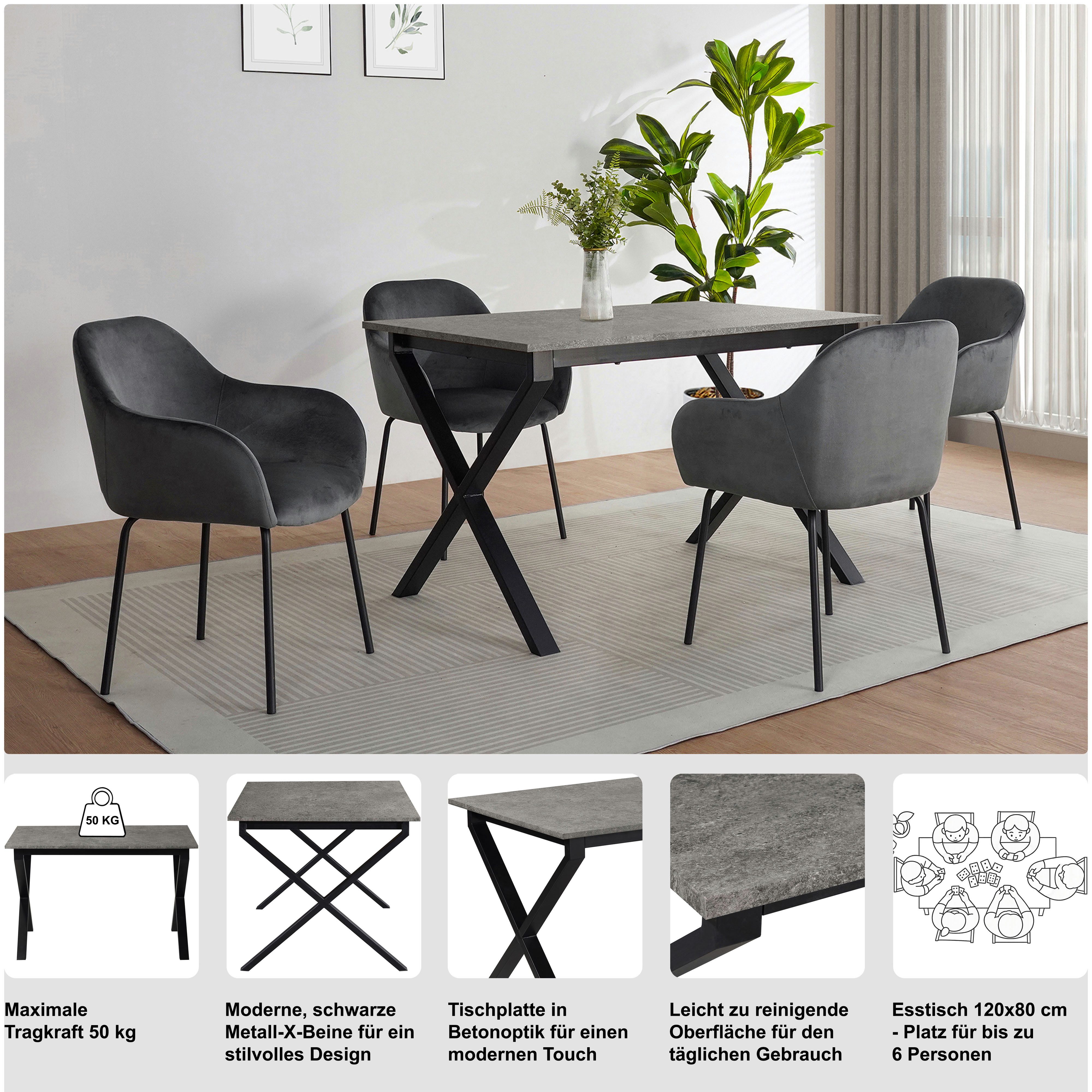 OTTO home Esstisch Boddhi, schwarzes Metallgestell, Plattenvarianten wählbar, sowie Größen
