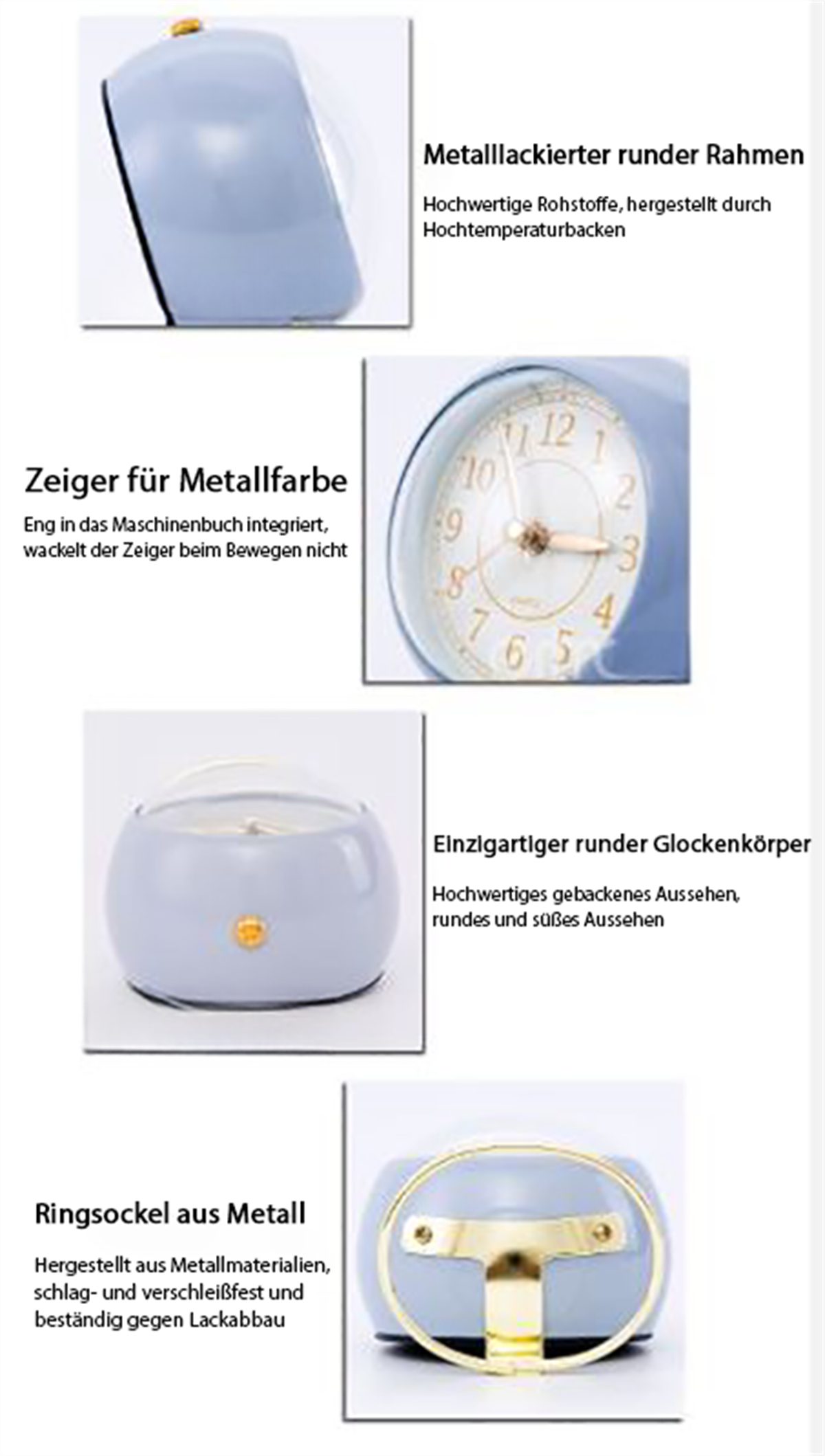 Metall, selected elektronischer Weiß aus Leuchtender Quarzwecker carefully Wecker Wecker leiser
