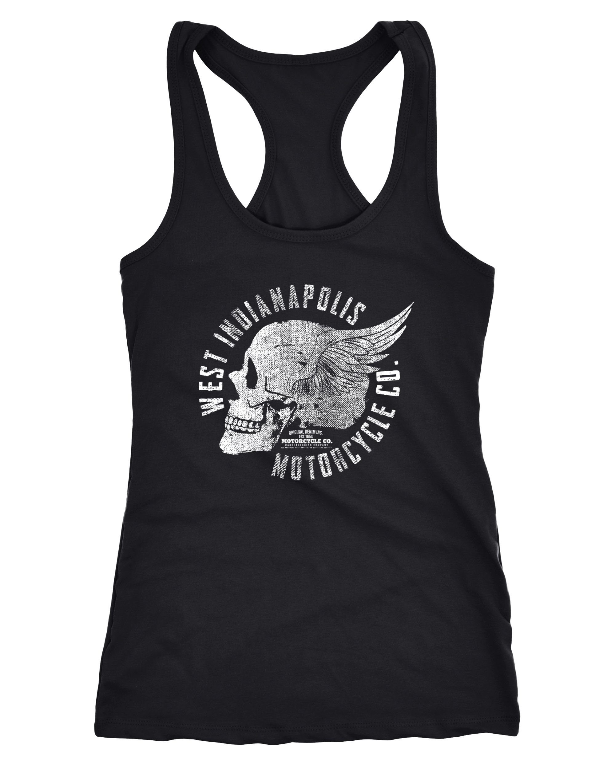 Neverless Tanktop Damen Tank Top Motorrad Biker Totenkopf Skull Wings Vintage Racerback