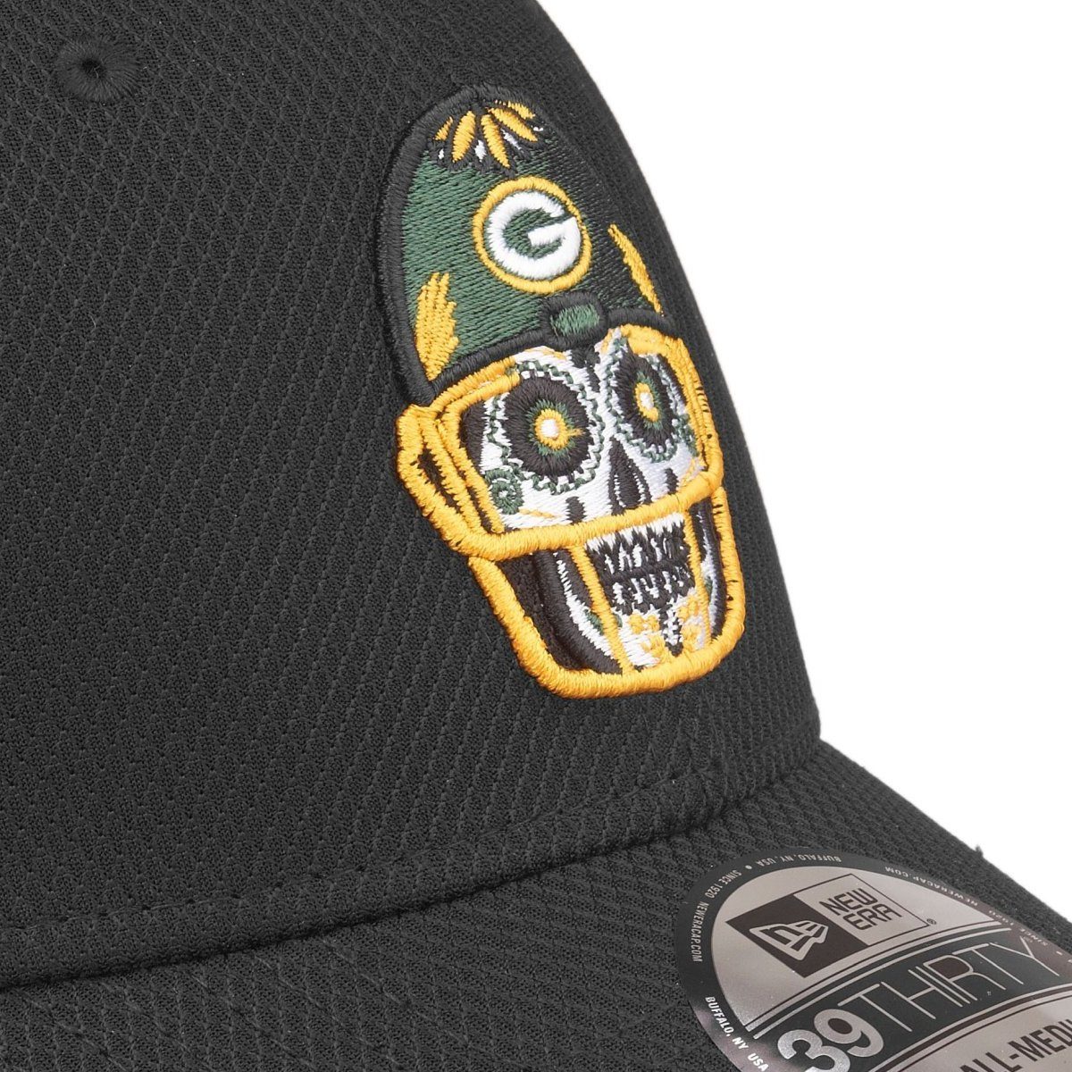 New Era Flex Cap 39Thirty Packers SUGAR Bay NFL Diamond SKULL Green StretchFit