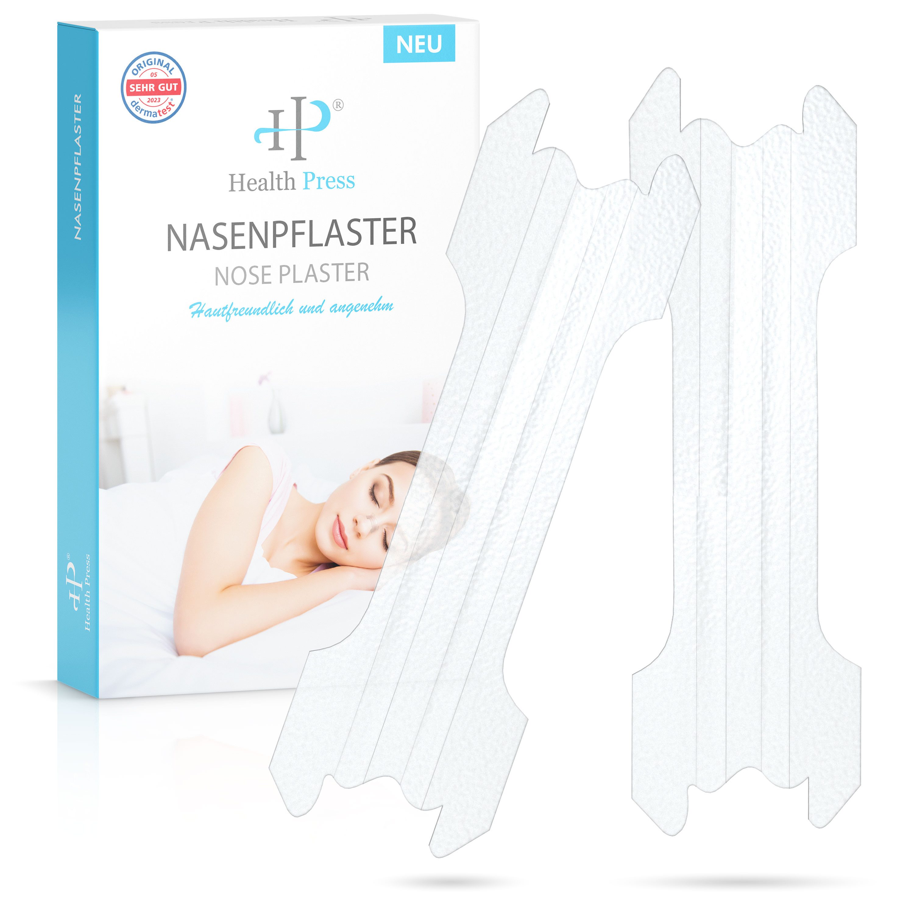 Health Press Nasenpflaster Transparente Nasenstrips Anti Schnarch Pflaster für einfacheres Atmen (50 St), Verbesserte Nasenatmung
