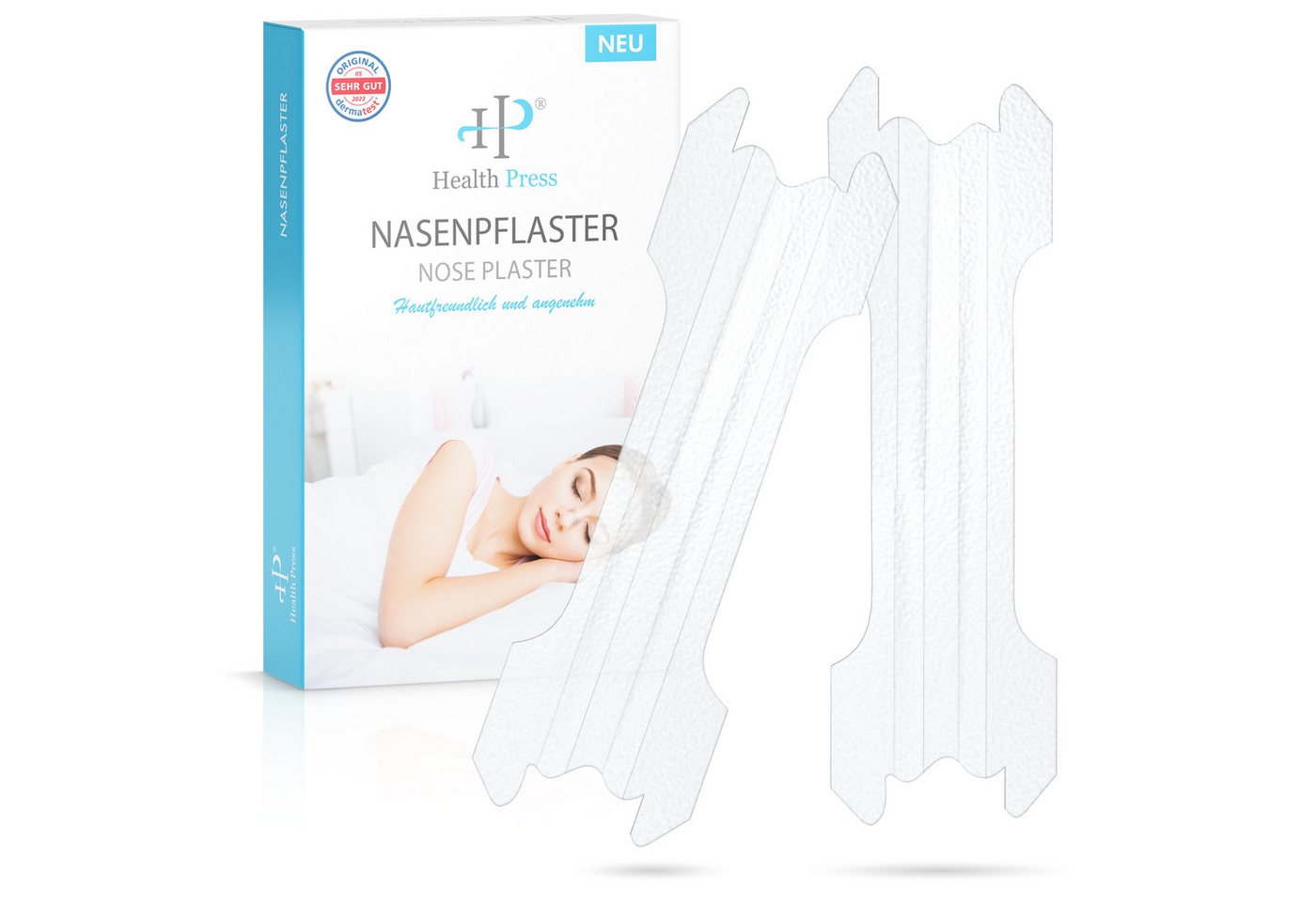 Health Press Nasenpflaster Transparente Nasenstrips Anti Schnarch Pflaster für einfacheres Atmen (50 St), Verbesserte Nasenatmung