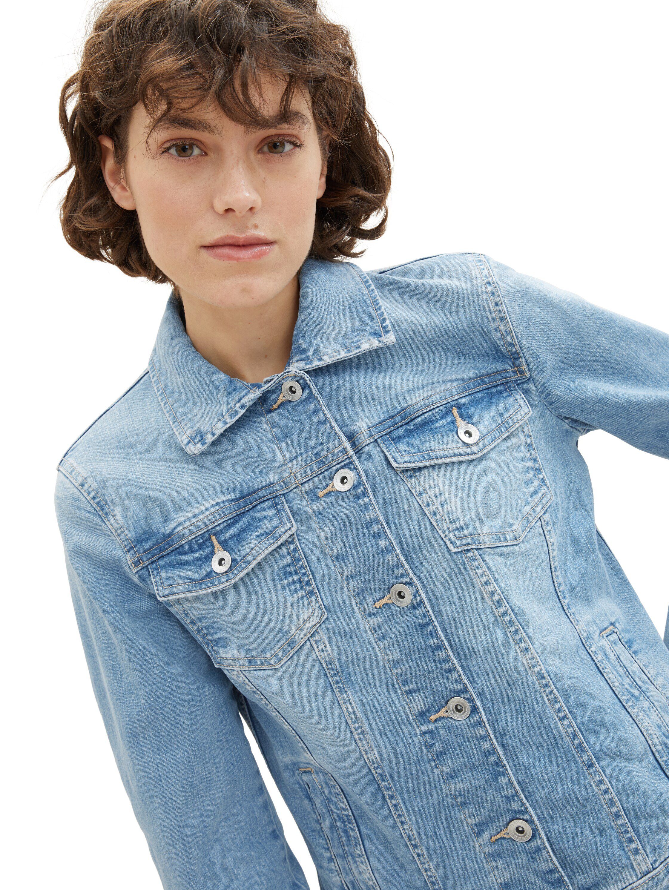 TOM TAILOR Jeansjacke mit Knopfleiste und Hemdkragen