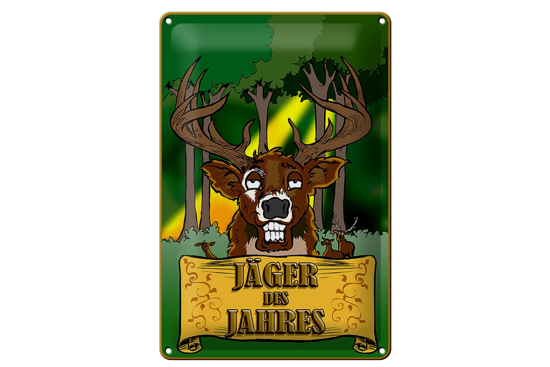 Femer GmbH Metallschild Jagd 20x30cm Jäger des Jahres Reh, (1 St), gewölbte Oberfläche, abgerundete Ecken, umgeschlagene Kanten