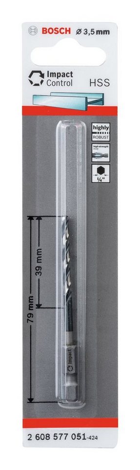 Thumbnail - BOSCH Holzbohrer, Impact Control mit Sechskantschaft HSS - 3,4 x 39 x 79 mm - 1er-Pack