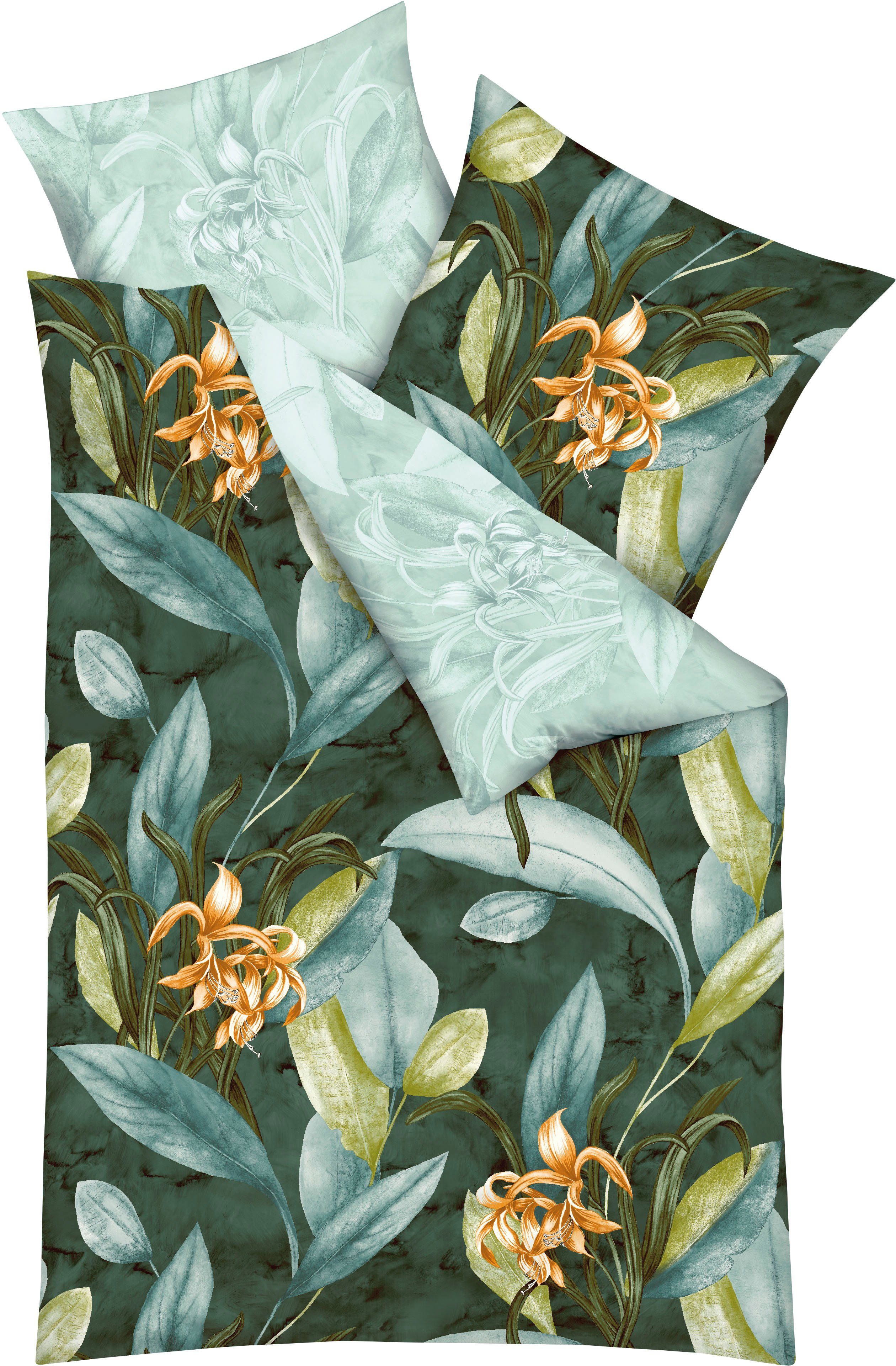 Kaeppel Bettwäsche Asmara, Mako-Satin, 2 teilig, Mit großen Blumen