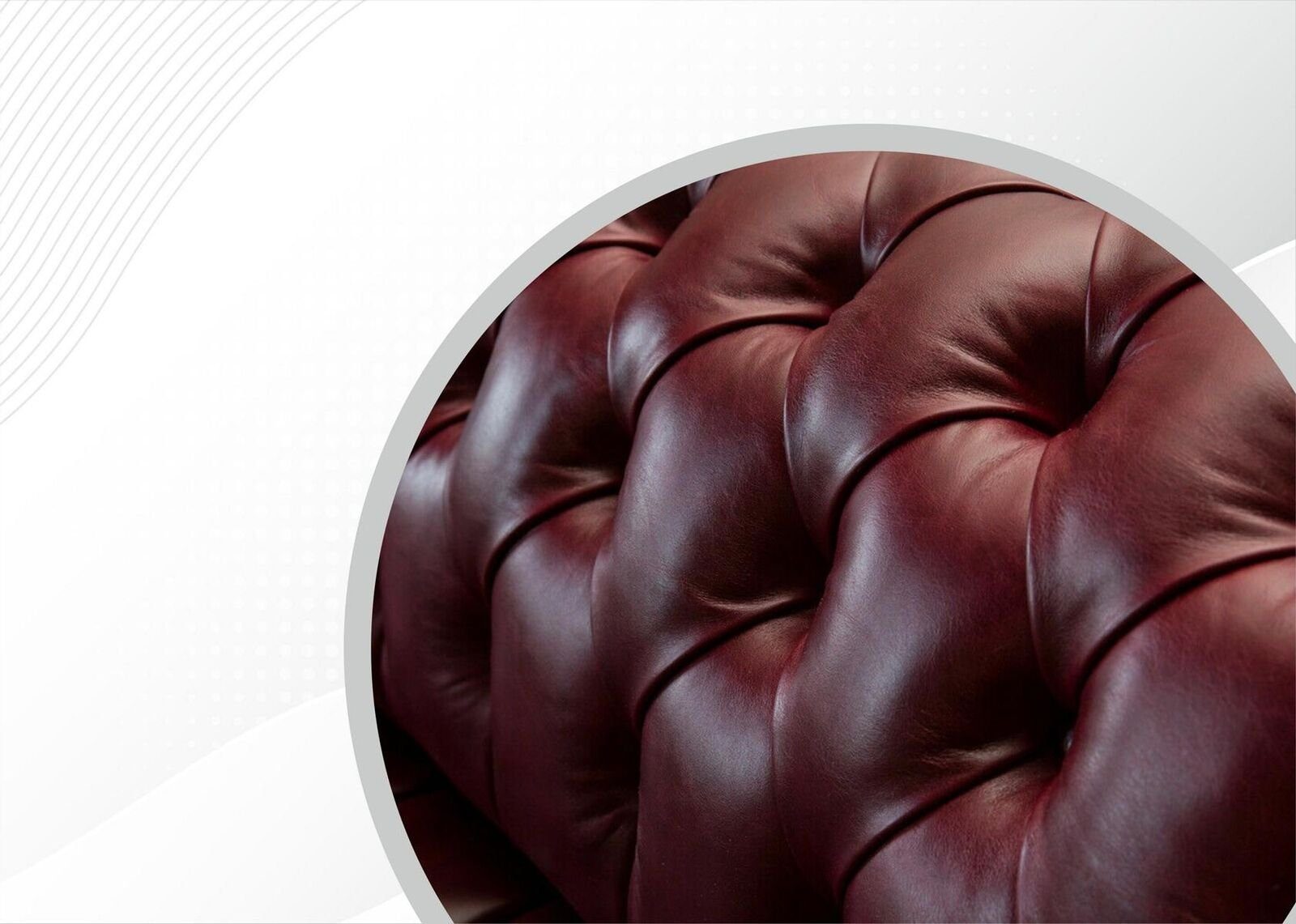 265cm JVmoebel Bordeaux Sofort Sofa Chesterfield Leder 5 Polster Big-Sofa 100% Sitzer