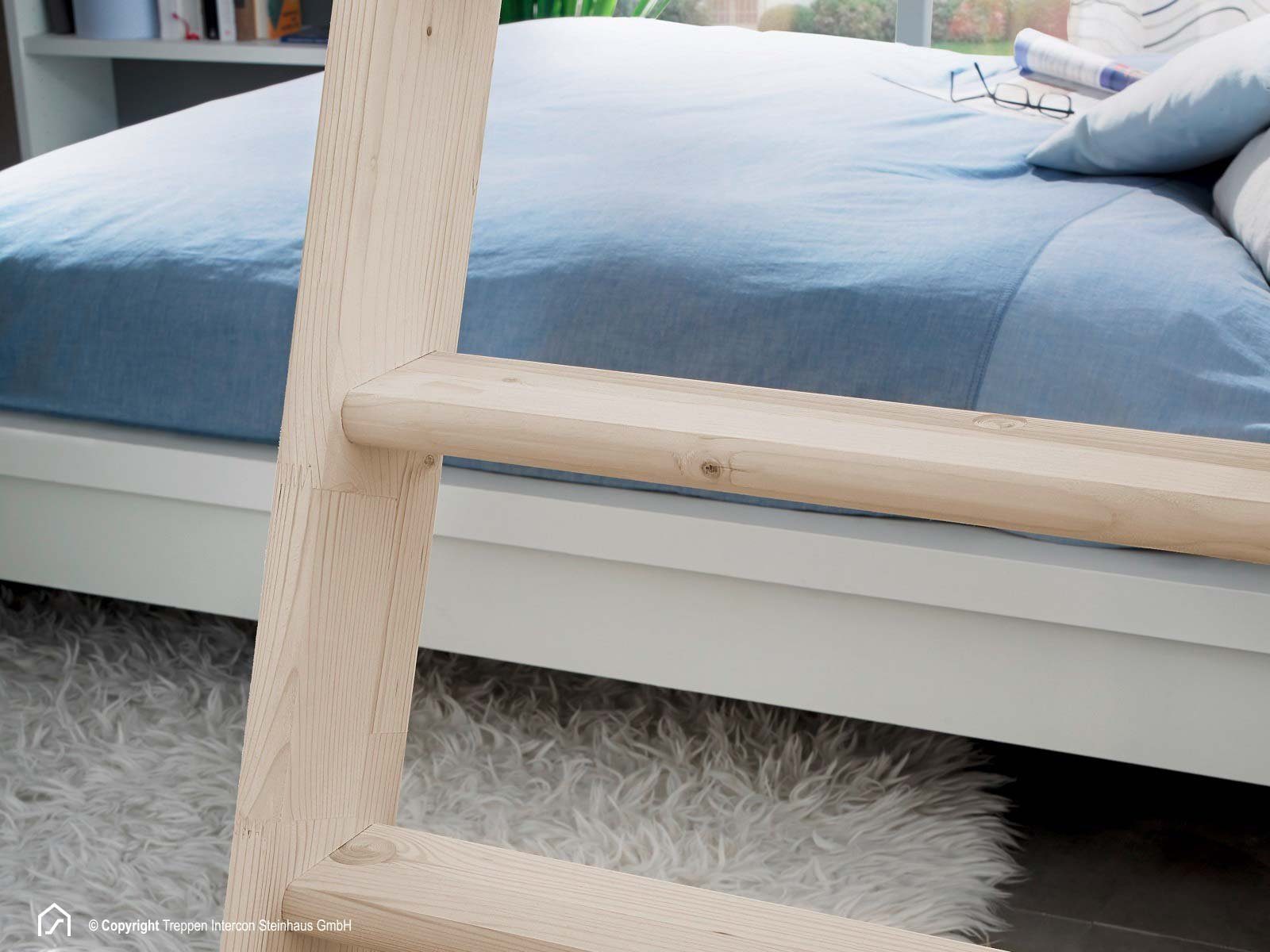 Treppen Intercon Raumspartreppe Easy Step, Holztreppe mit 13 Stufen, für Geschosshöhen bis 300,00 cm, Stufen offen, (inkl. einem oder zwei Geländern (wahlweise auswählbar), Durchgehende Wangen, Fichte oder Buche, schiebbar