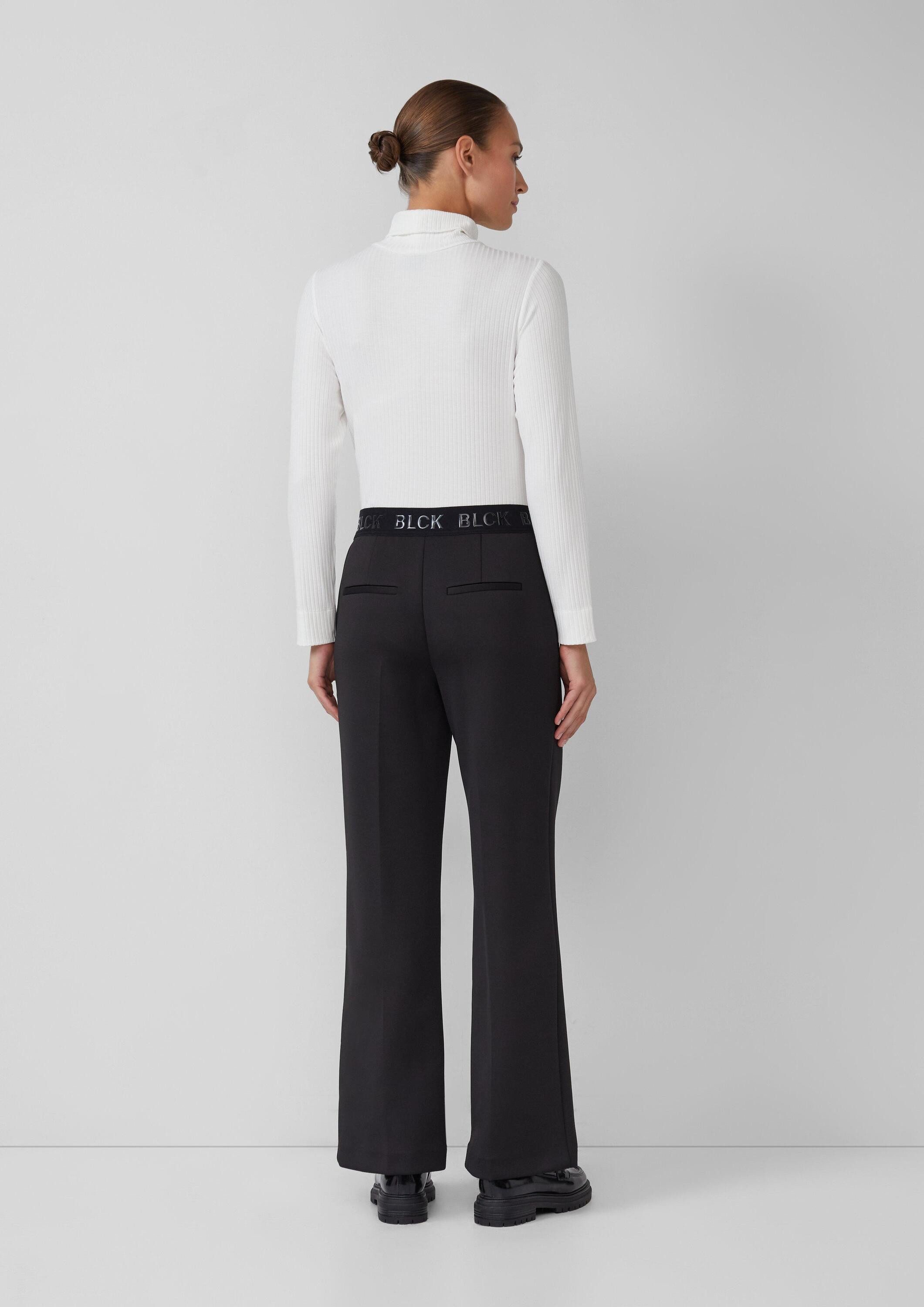 s.Oliver Chinos Hose Wide-Leg-Hose aus Scuba mit Logo-Gummibund