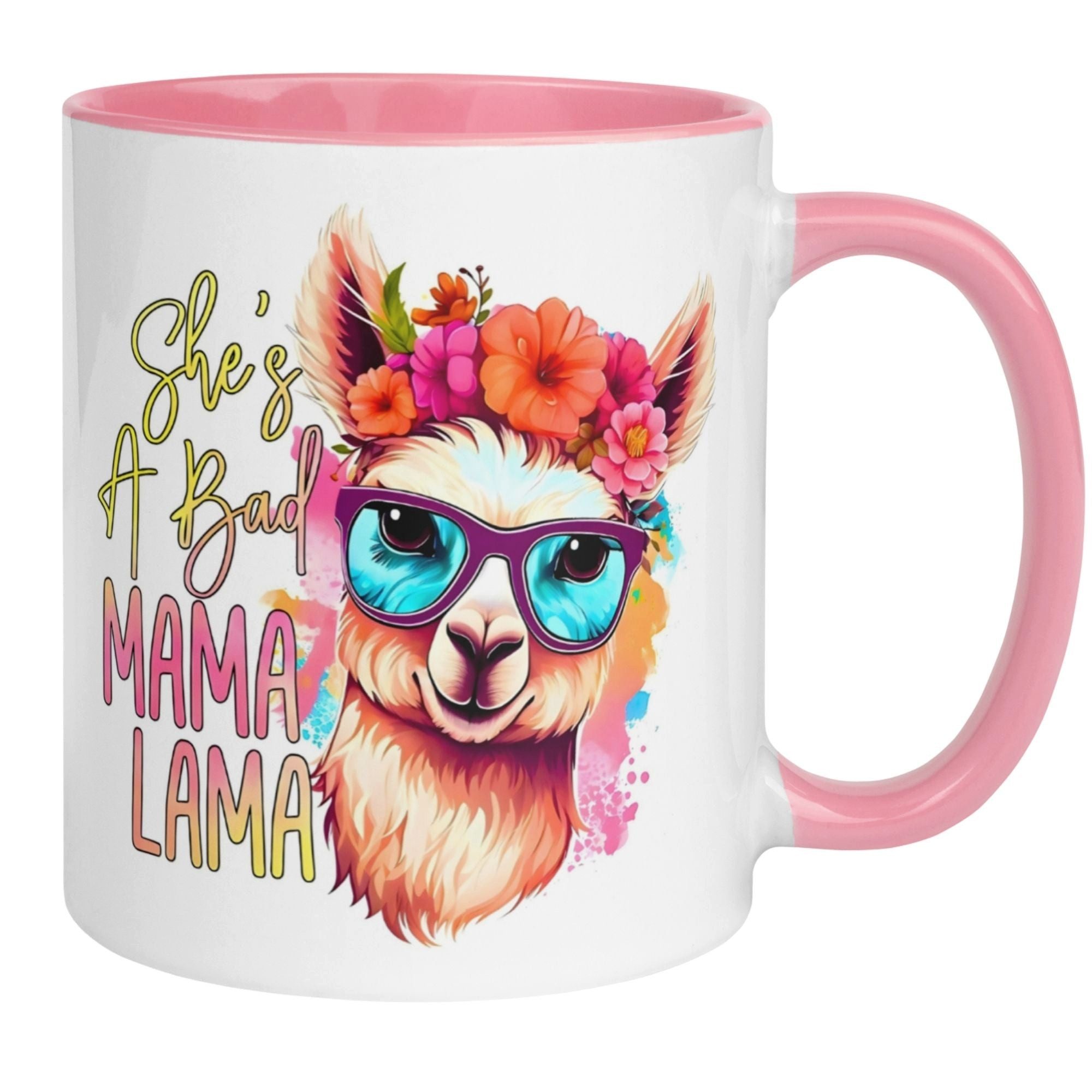 Momentals Tasse Mama – „She’s a Bad Mama Lama“ – Beste Mama Geschenk Becher Muttertag, Beidseitiger Druck · Links- & Rechtshänder · Spülmaschinenfest