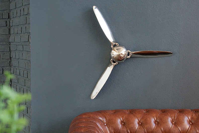 riess-ambiente Wanddekoobjekt SCREW III 90cm silber (1 St), Metall · Flugzeug-Propeller · Wohnzimmer · Schlafzimmer