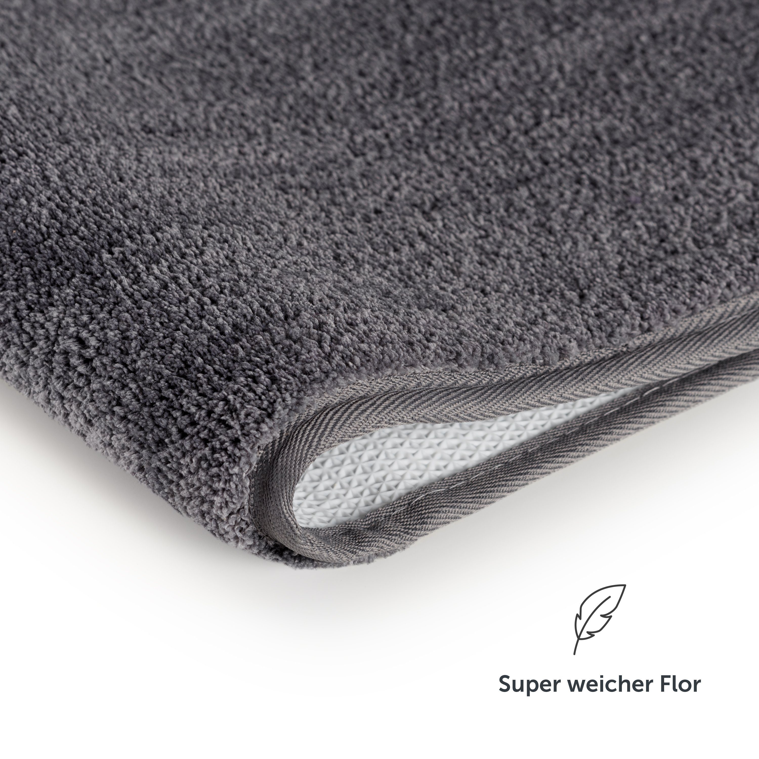 Blumtal Badematte rutschfester und weicher Badezimmerteppich, rutschsicher, strapazierfähig, waschbar, Polyester, Rechteckig, 1, Badvorleger in 50x80 cm - wasch – Bild 4 von 5