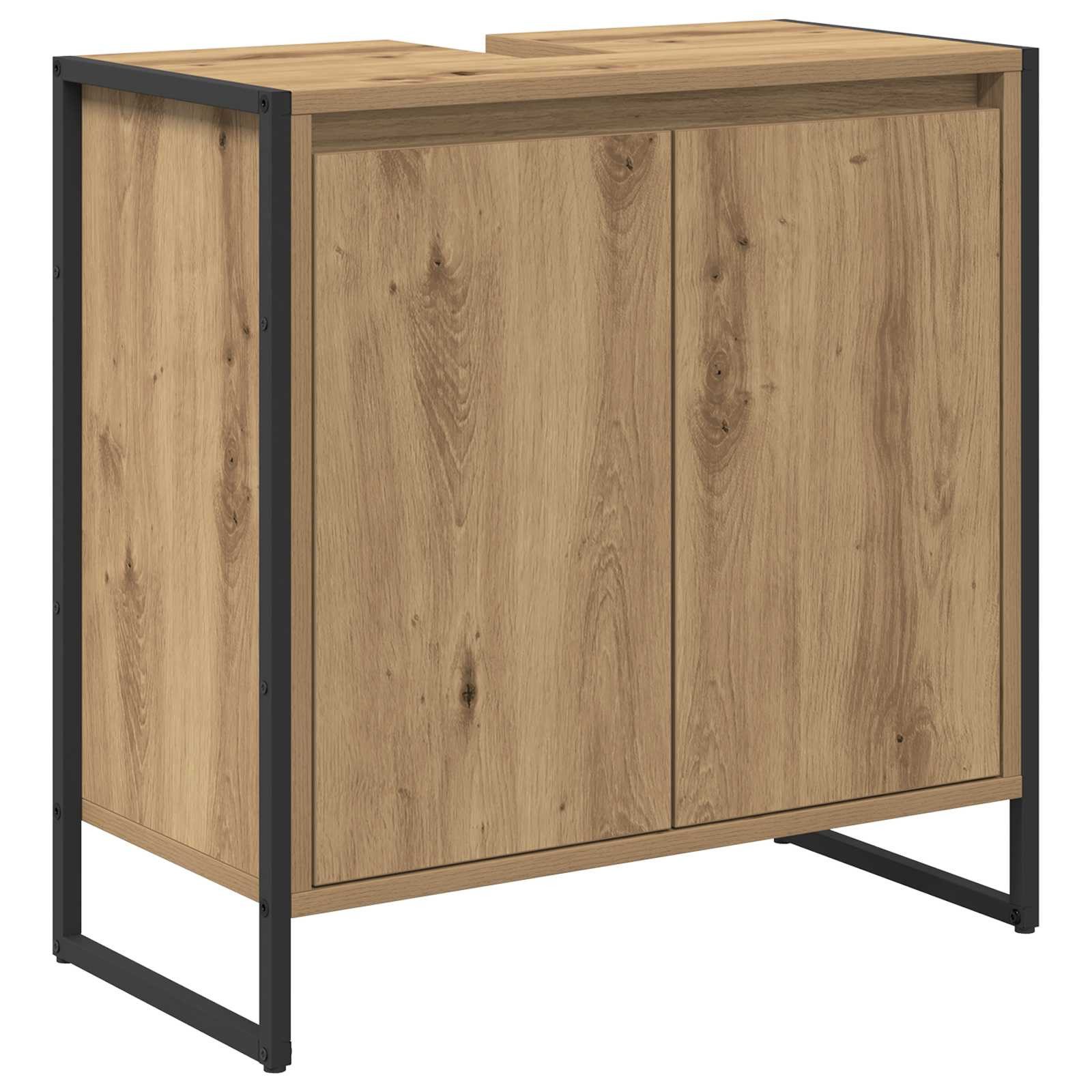 vidaXL Waschtisch 60 x 30 x 60 cm Badezimmerschrank mit Tür Kunsthandwerk Eiche 60x30x60