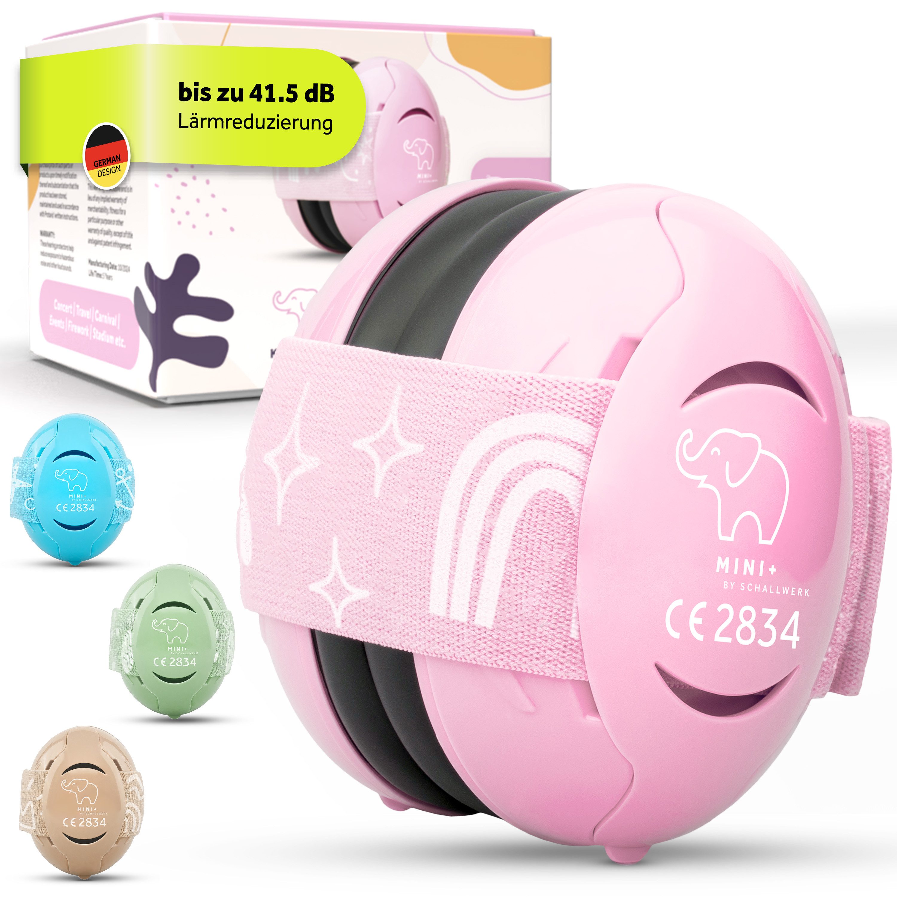 Schallwerk Kapselgehörschutz Mini+ Ohrenschützer für Kleinkinder - Gehörschutz Baby, (Kopfhörer Babys & Kleinkinder, Ohrenschutz für Babys mit verstellbaren Band), bis zu 52cm Kopfumfang